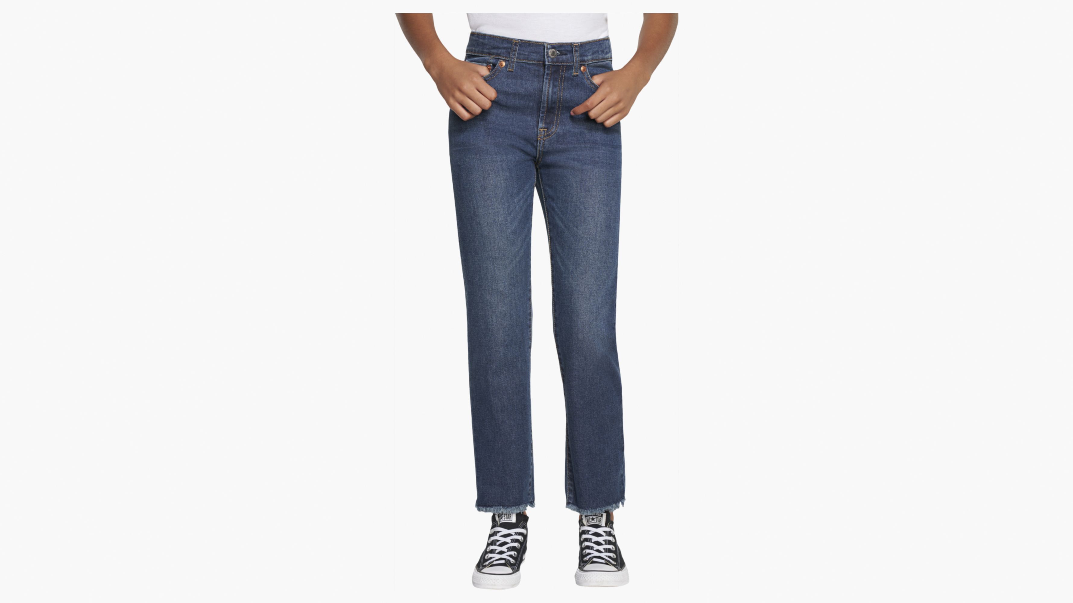 High Rise Ankle Straight Big Girls Jeans 7 16 Medium Wash