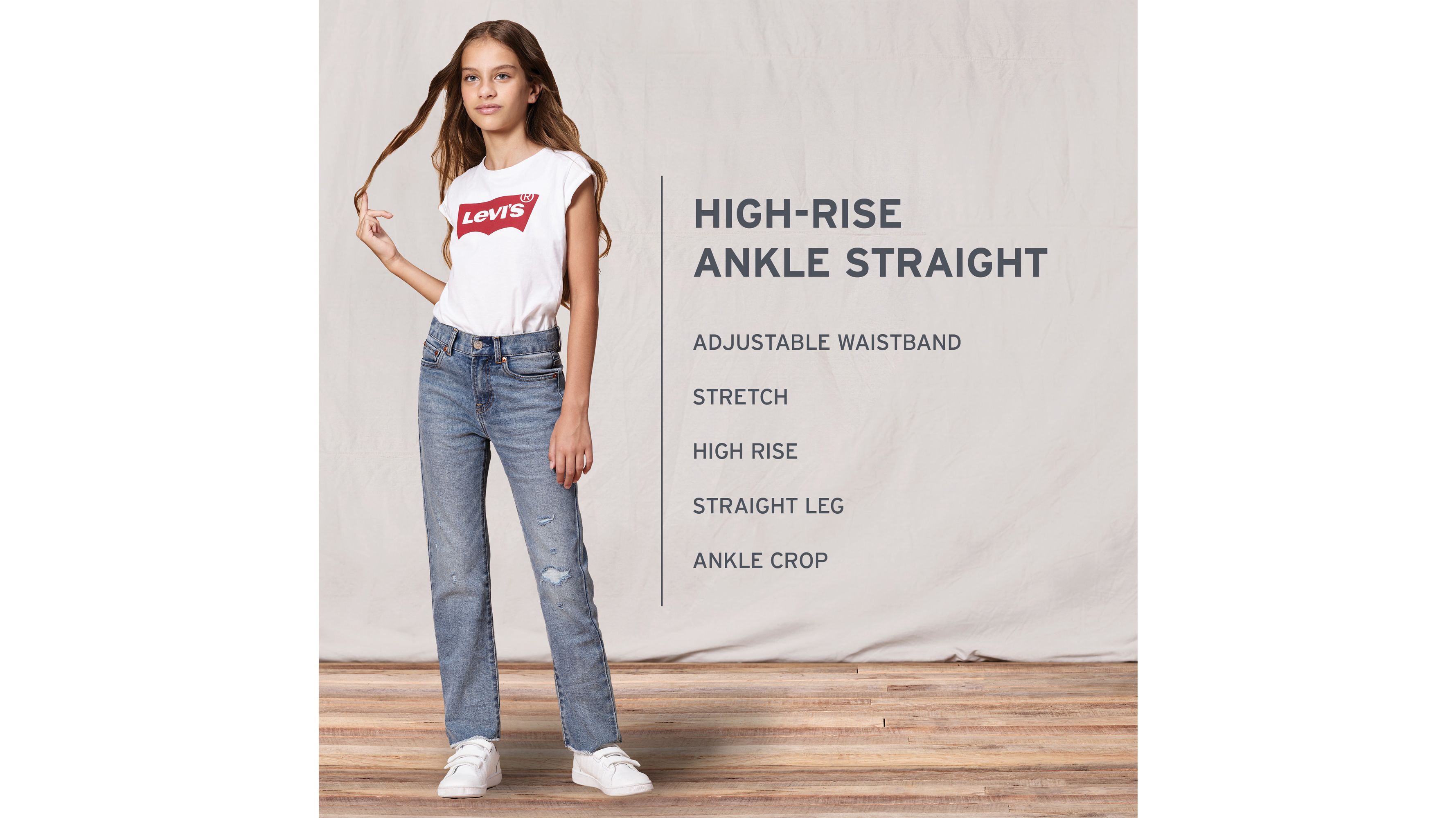 High Rise Ankle Straight Big Girls Jeans 7-16 4