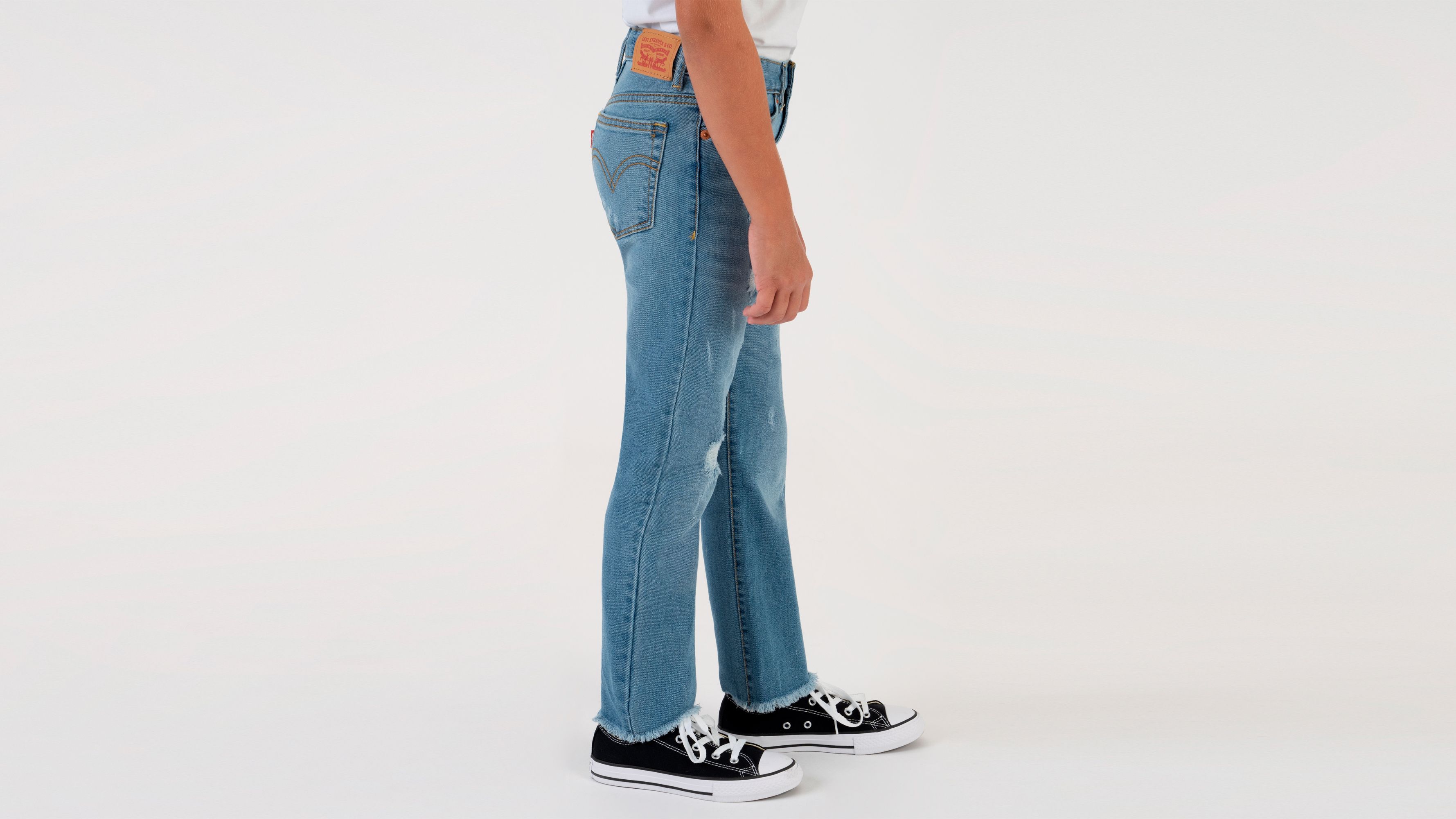 High Rise Ankle Straight Big Girls Jeans 7-16 - White