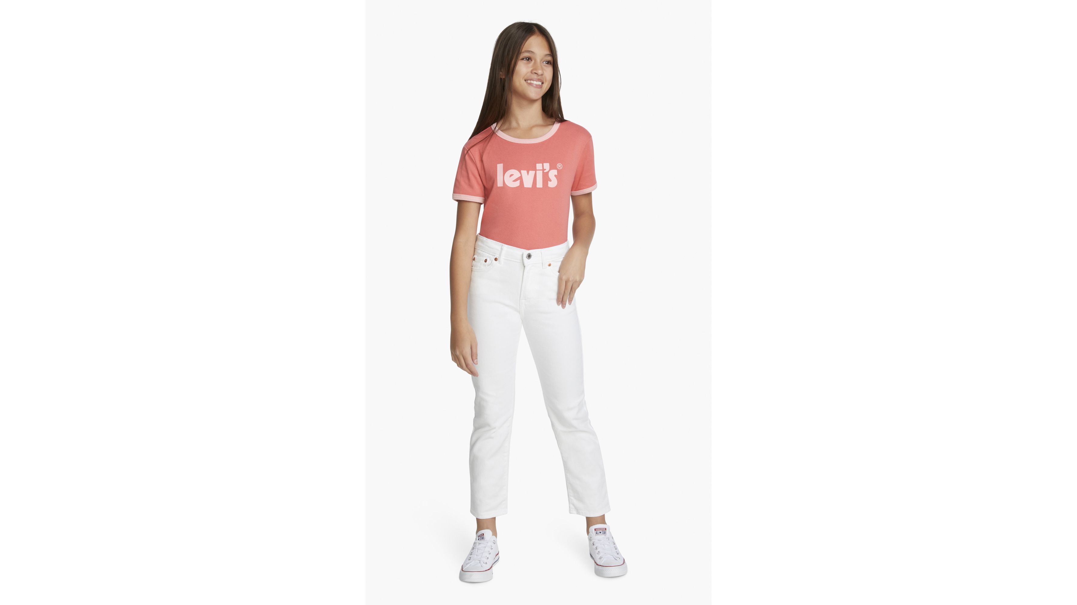 Shop Levi's High Rise Straight Ankle Big Girls Jeans 7-16 8 In White