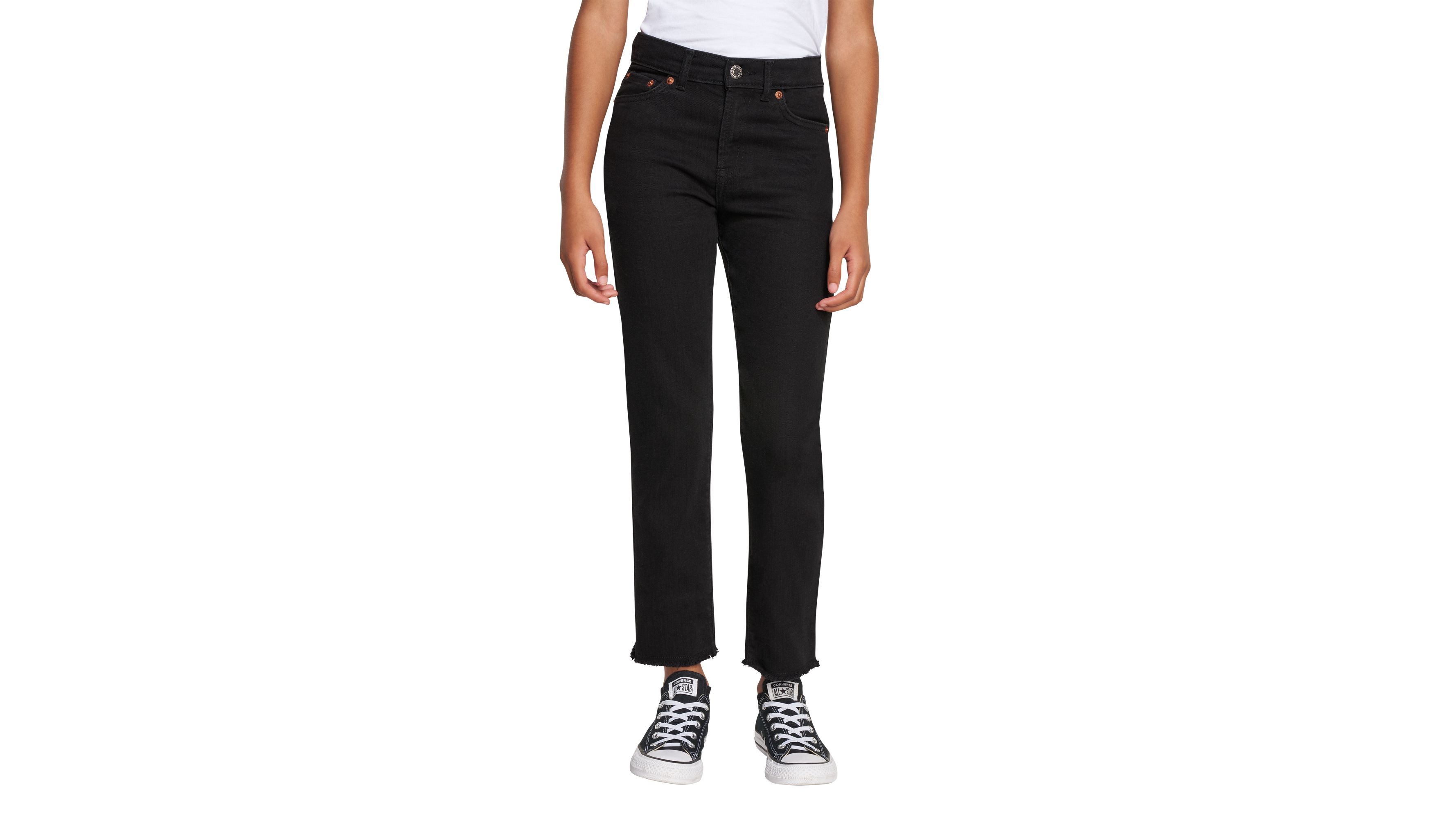 Levi's High Rise Ankle Straight Big Girls Jeans 7-16 7 In Soft Black