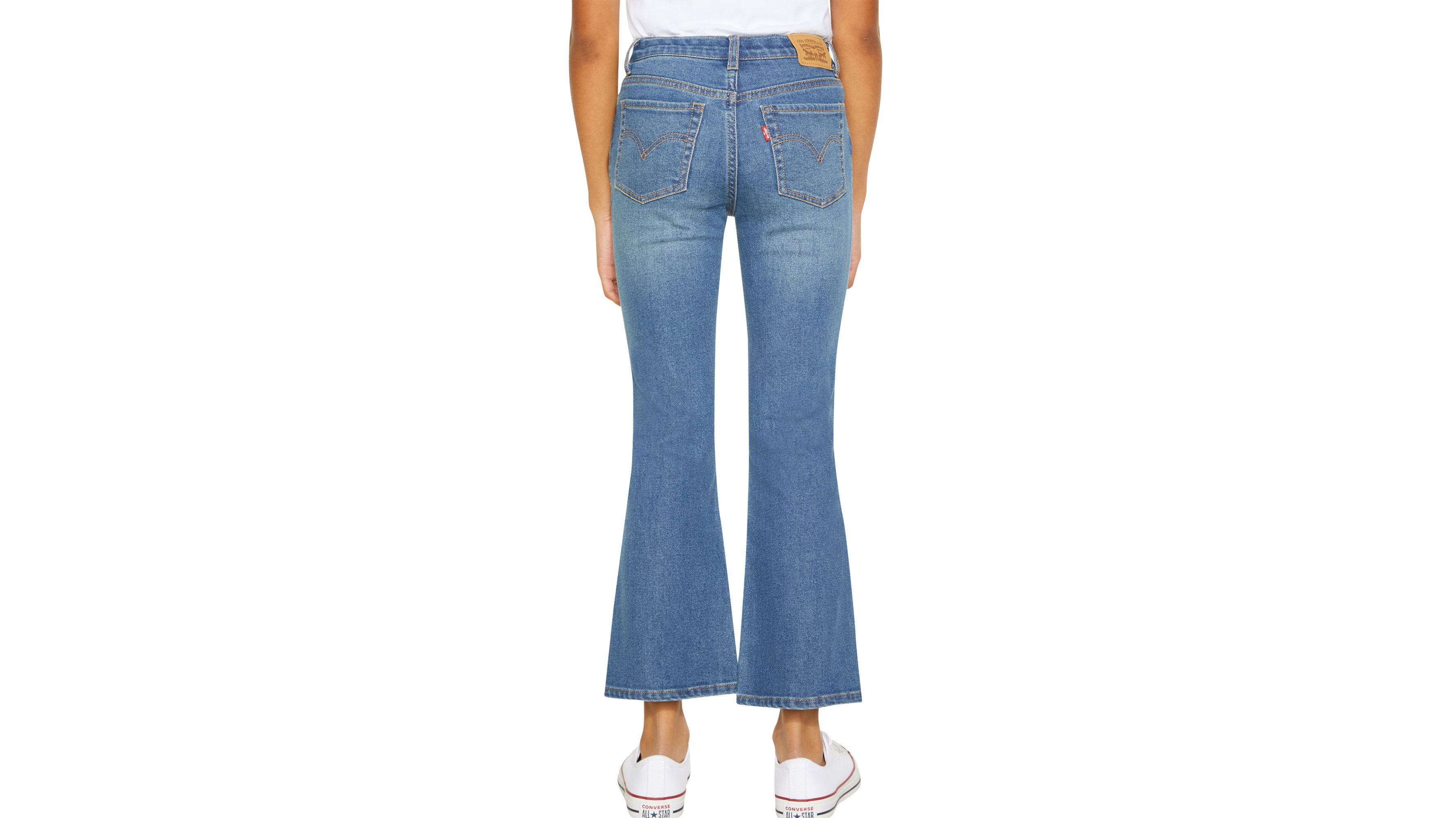 High Rise Cropped Flare Big Girls Jeans 7-16 - Medium Wash