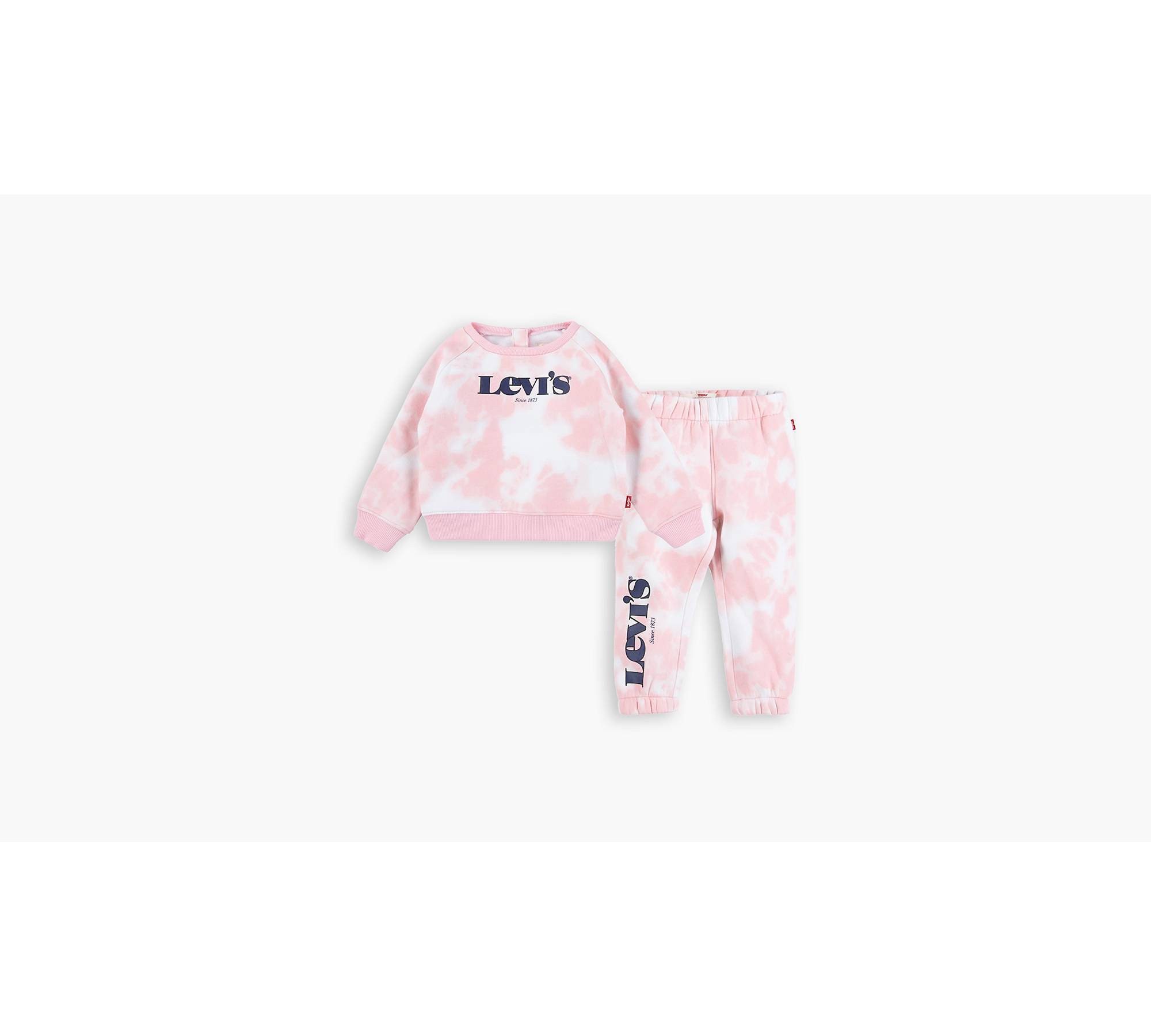Baby Tie Dye Crew Shirt And Joggers Set 12-24m - Pink