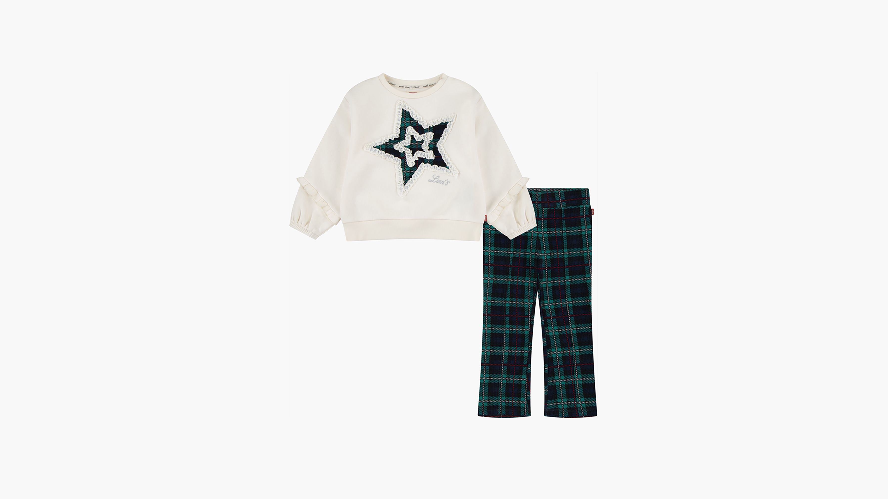 Levi's Star Oversized Crewneck And Flared Pants Set Little Girls 4-6x 6 In  Egret
