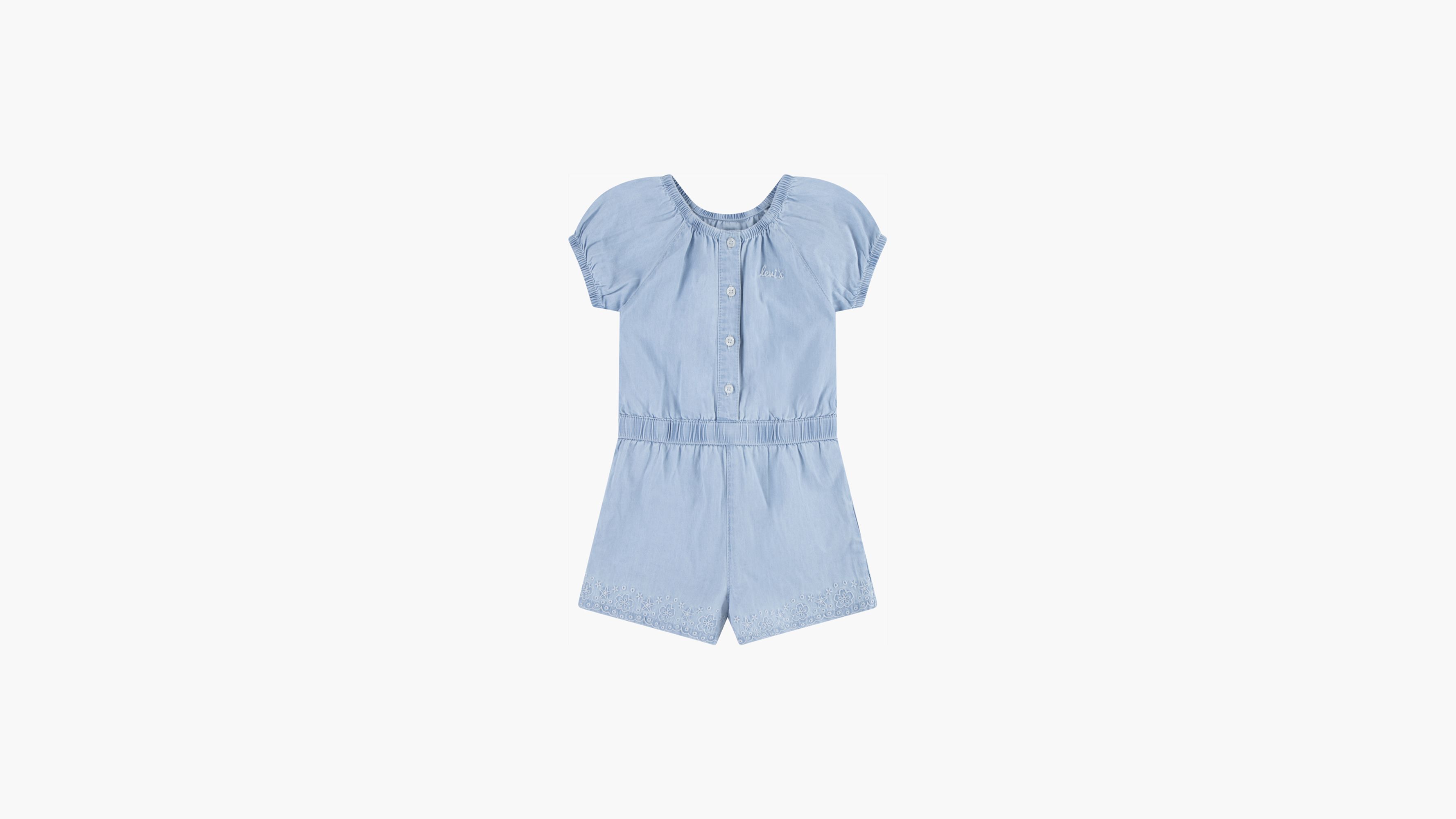 Puff Sleeve Denim Romper Baby Girls 12M-24M 1