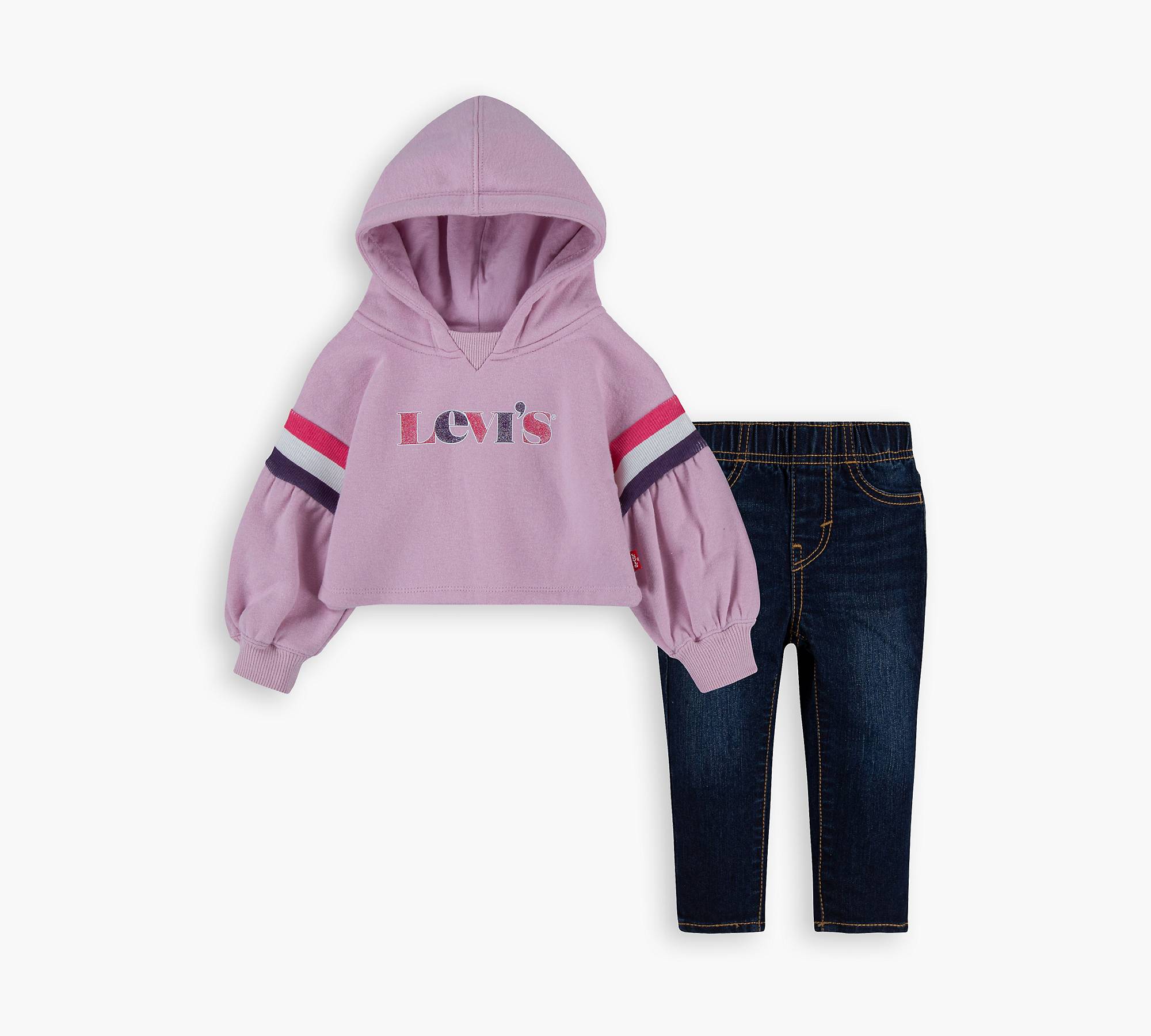 Baby Girls Rainbow Trim Hoodie And Jeans Set 12-24m - Pink | Levi's® US