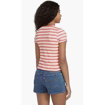 Striped Ribbed Crewneck Shirt Big Girls S-XL 2