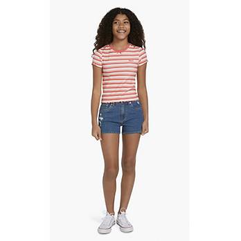 Striped Ribbed Crewneck Shirt Big Girls S-XL 4
