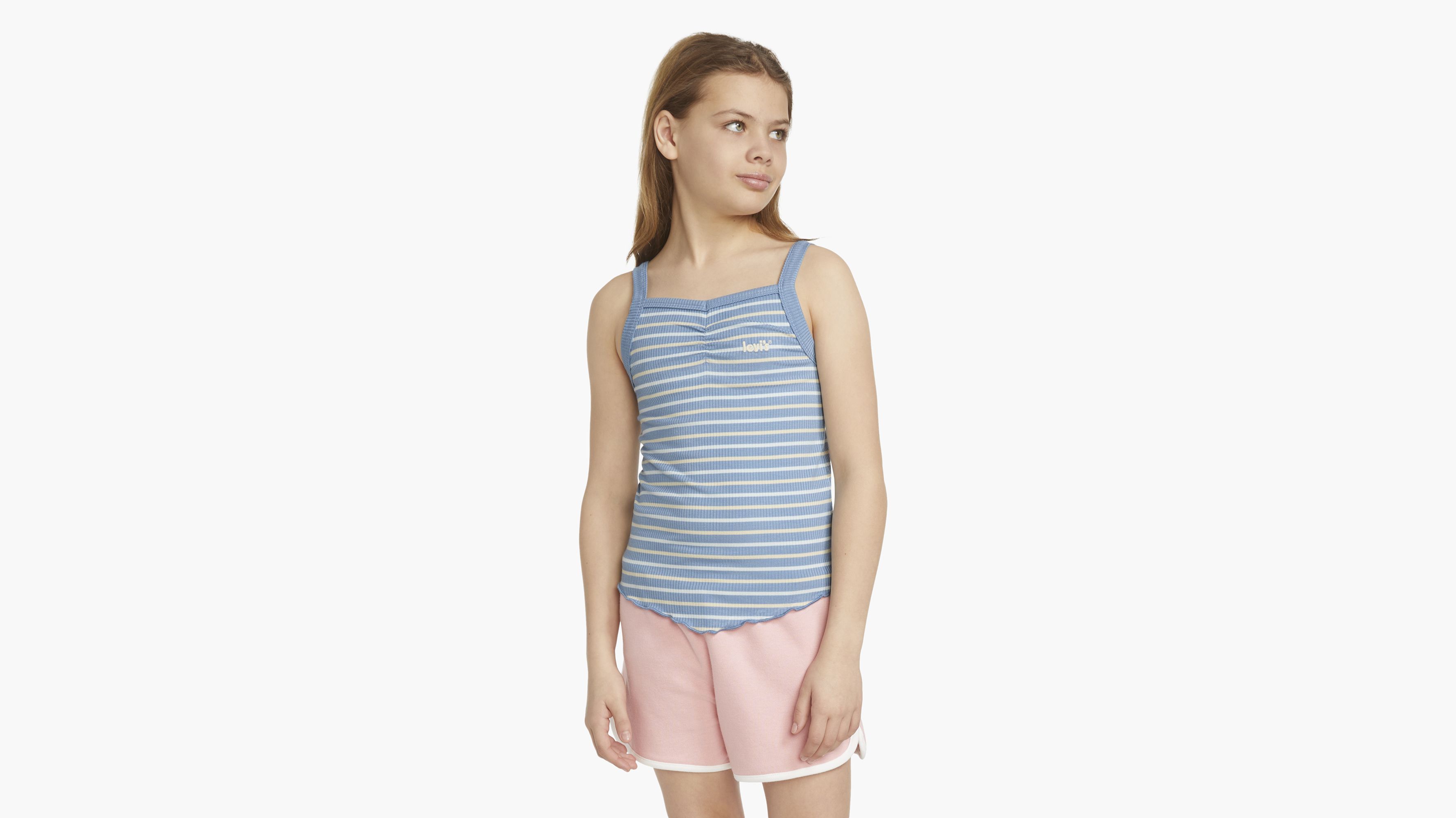 Striped Ribbed Tank Top Big Girls S-XL