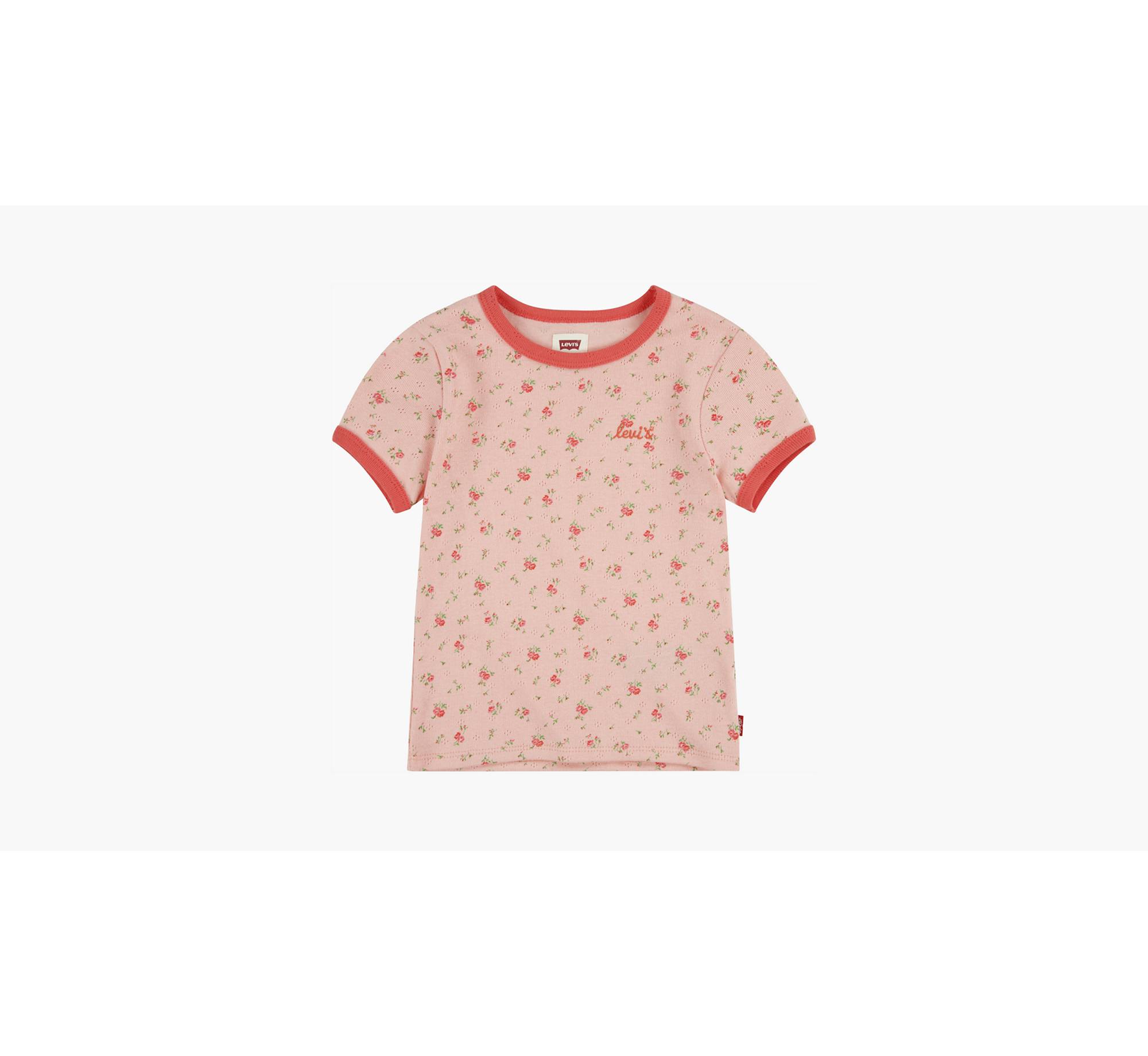 Short Sleeve Meet and Greet Ditsy Floral Ringer Tee Little Girls 4-6x 1