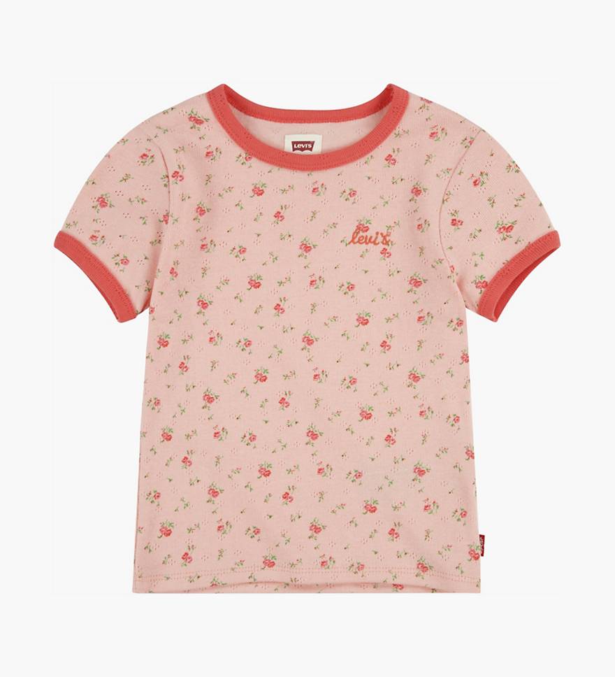 Short Sleeve Meet and Greet Ditsy Floral Ringer Tee Little Girls 4-6x 1