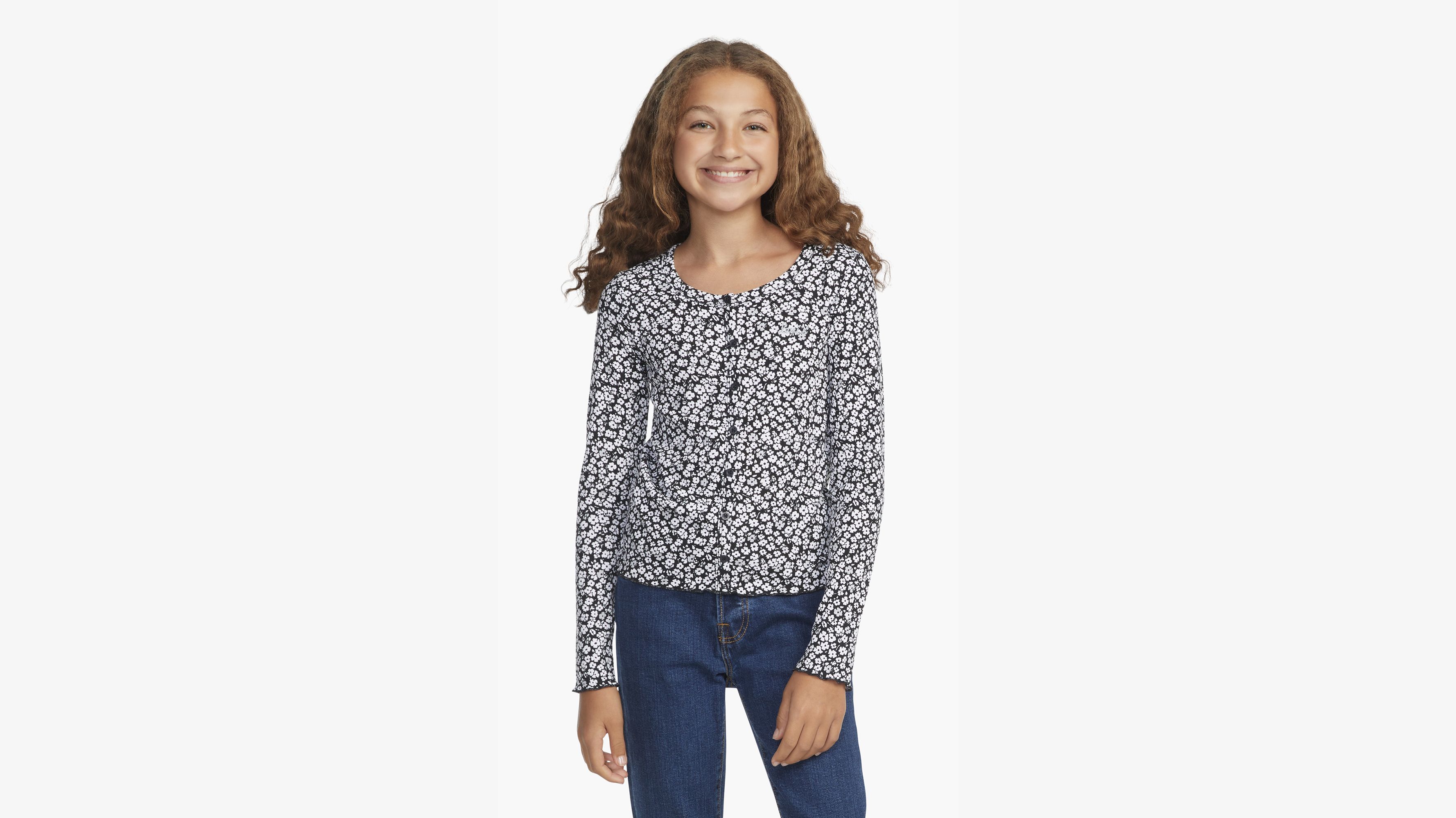 Floral Rib Top Big Girls 7-16 2