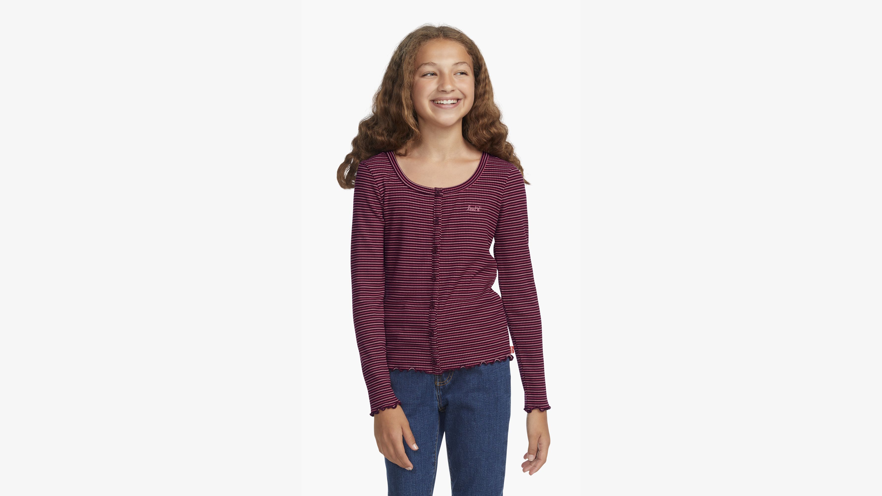 Stripe Ribbed Top Big Girls 7-16 2