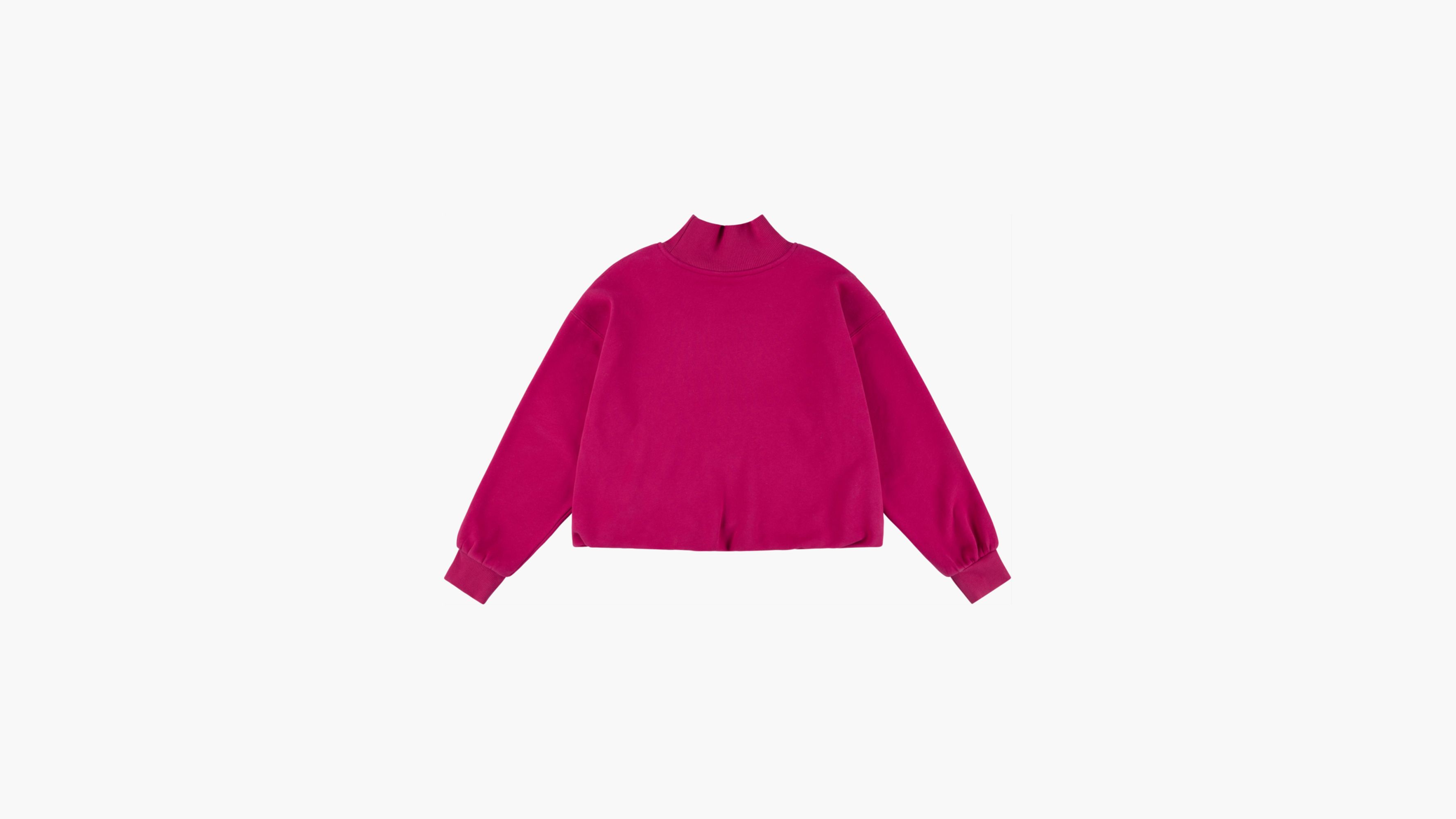 Levi's Mockneck Bubble Sleeve Crewneck Big Girls 7-16 Sweater L In Granita