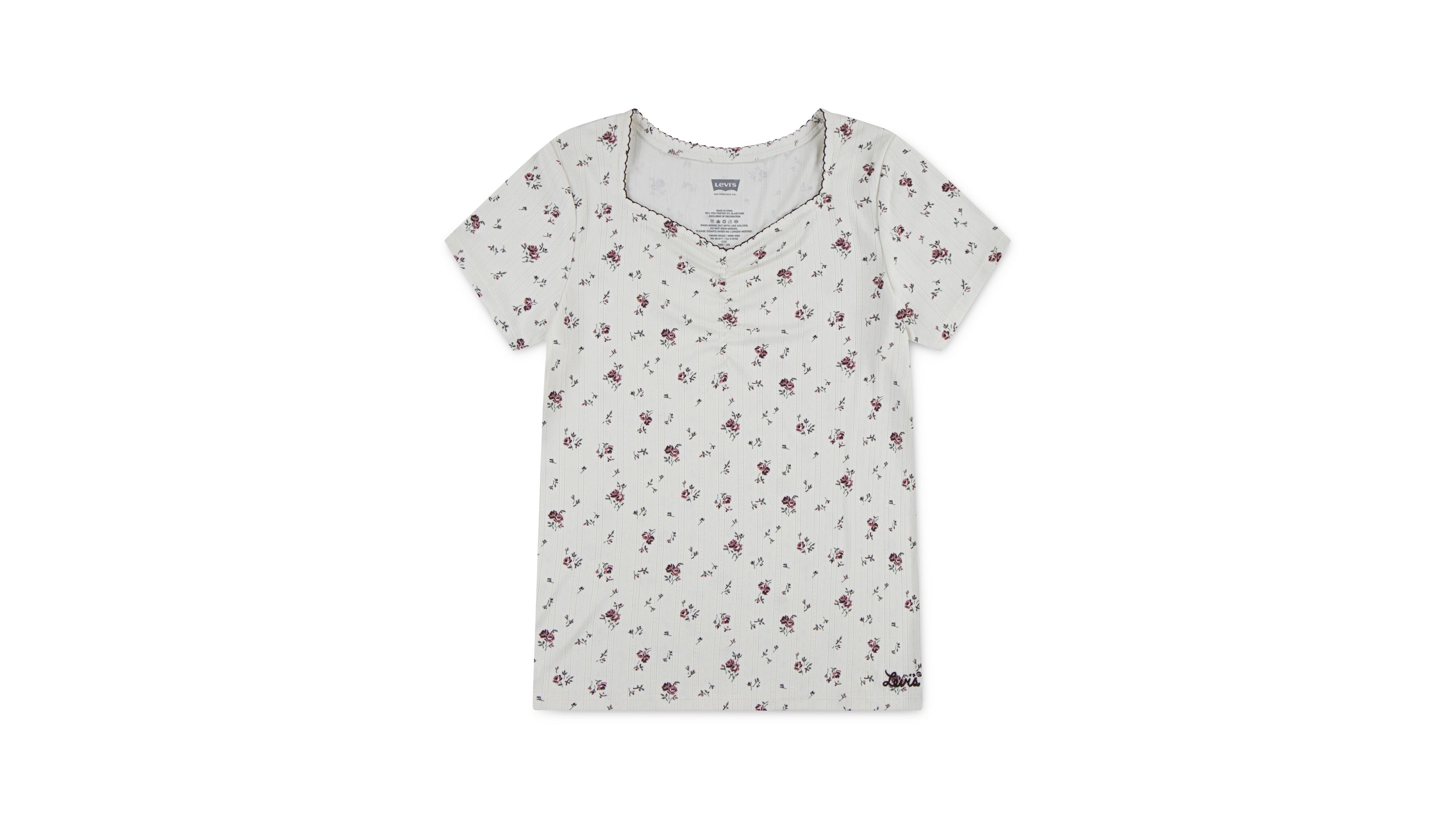 Floral Sweet Heart Neck Top Big Girls S-XL 1