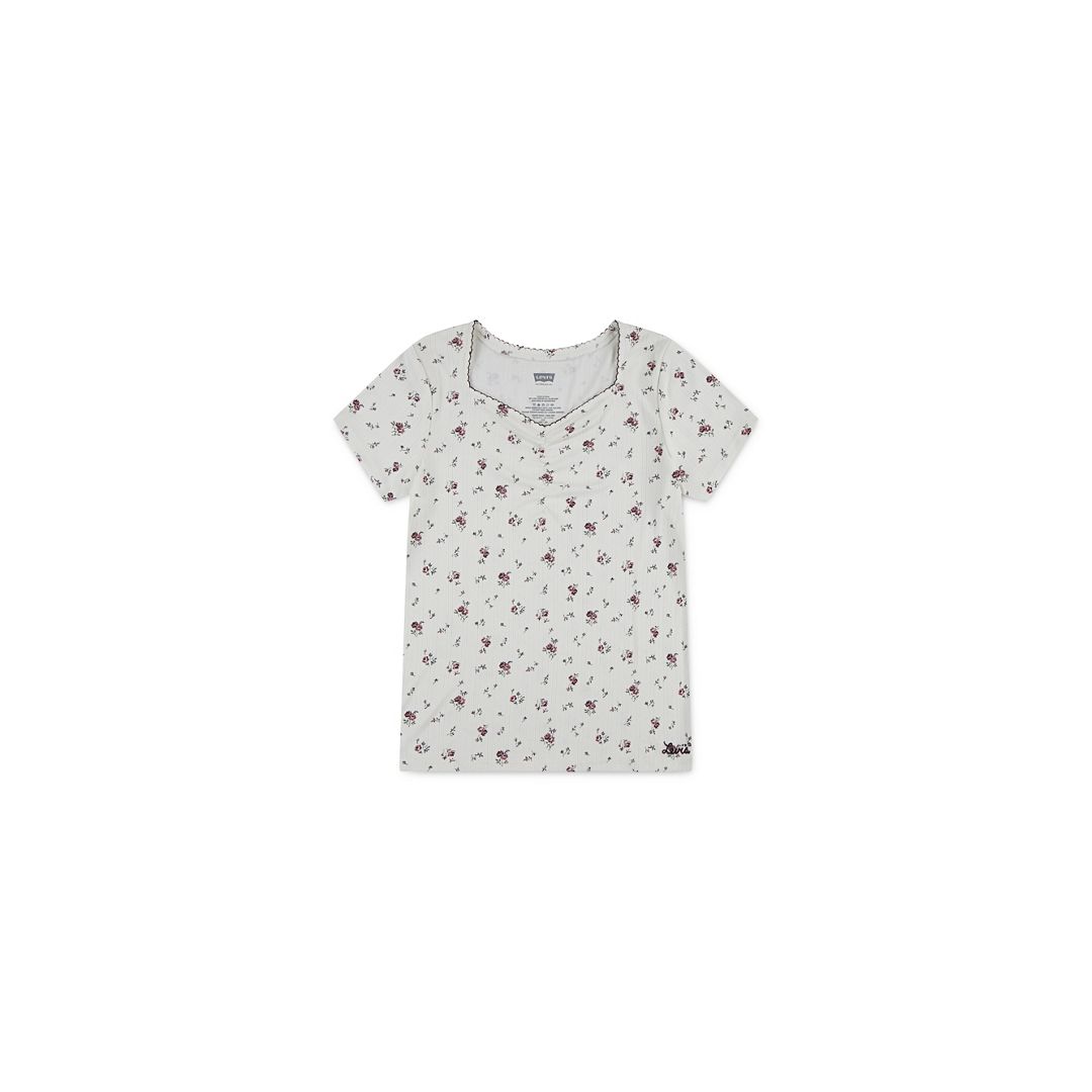 Levi's Levis Floral Sweet Heart Neck Top Big Girls S-xl L In White