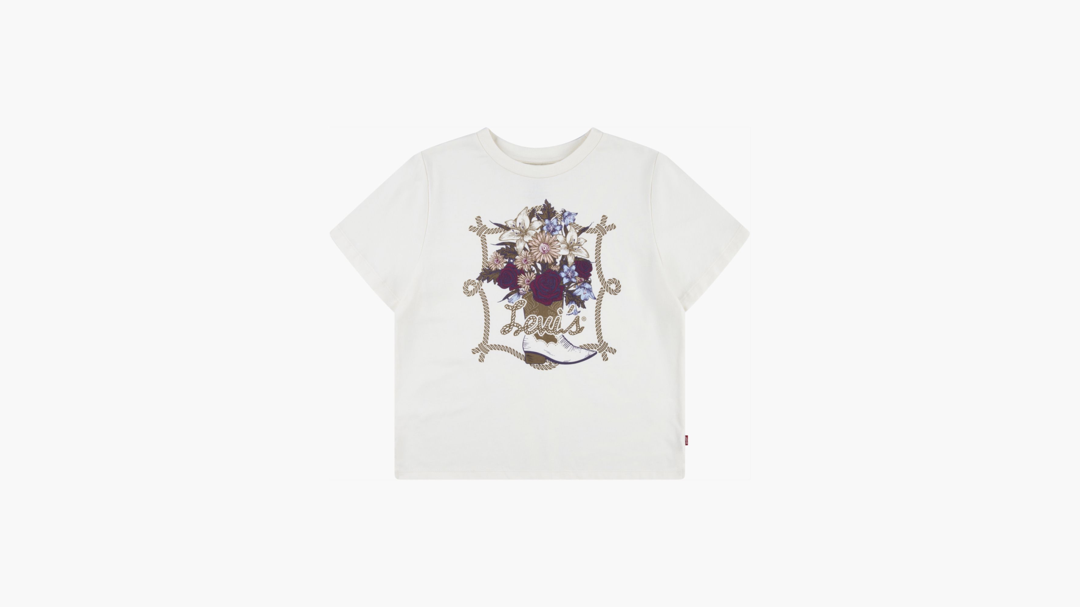 Levi's Cowgirl Oversized Tee Big Girls 7-16 T-shirt L In  Egret