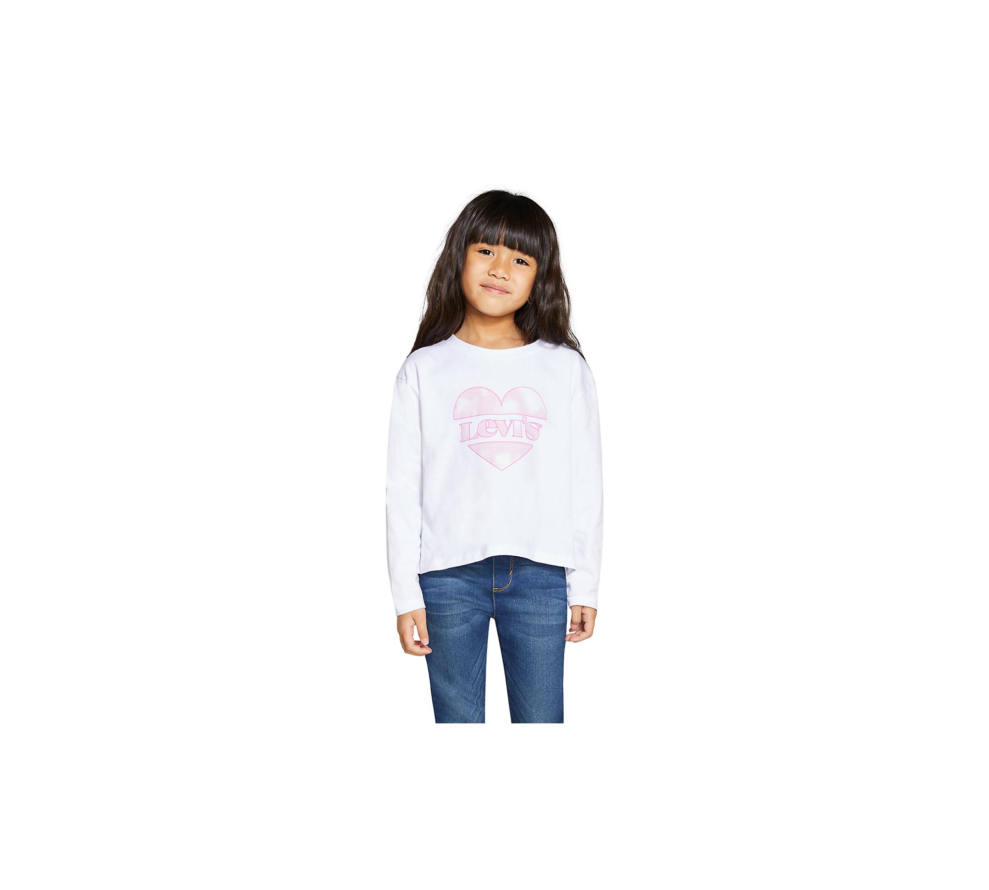 Little Girls 4-6x Long Sleeve Cropped T-shirt - White | Levi's® US