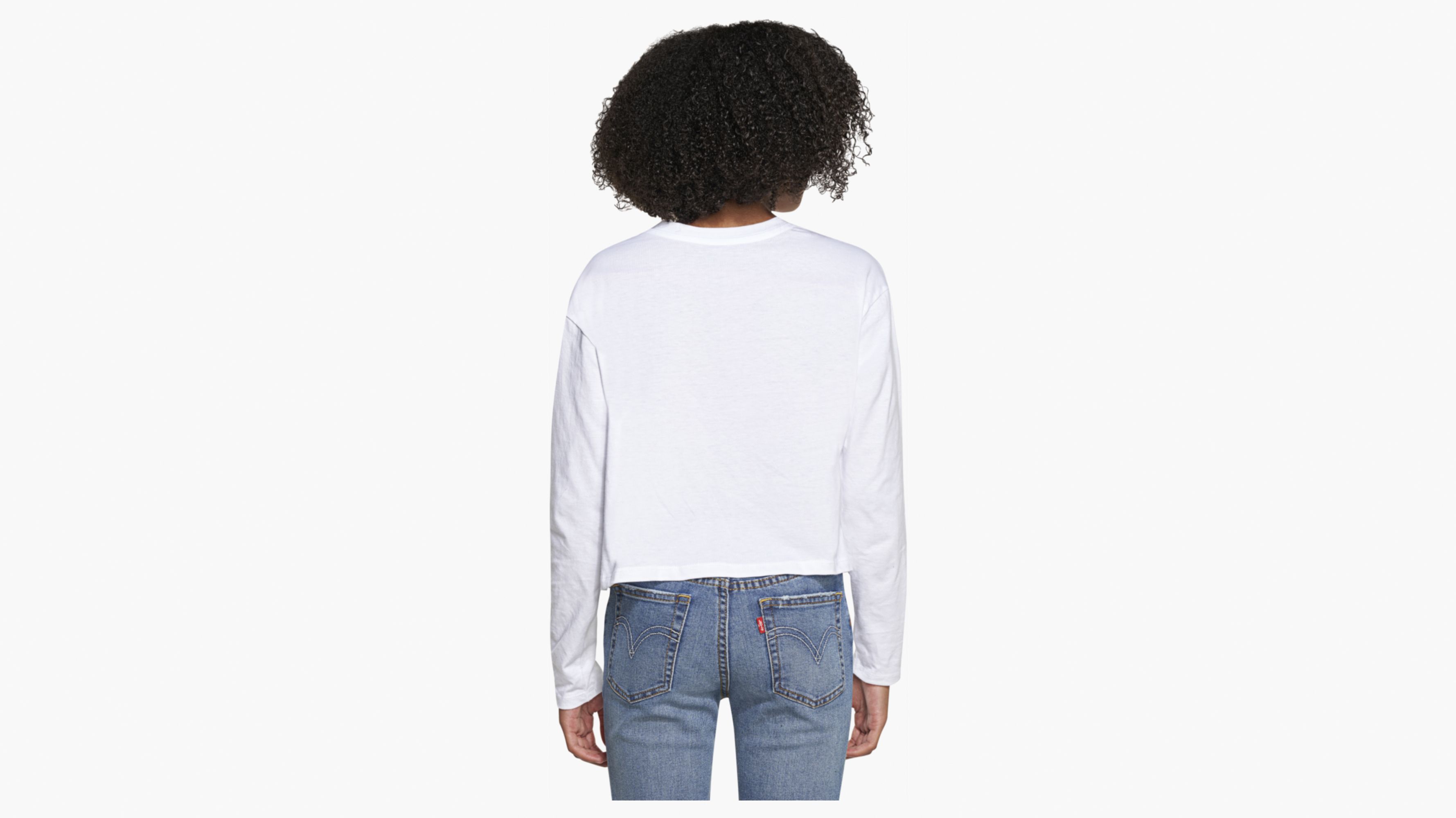 Big Girls S-xl Long Sleeve Cropped T-shirt - White | Levi