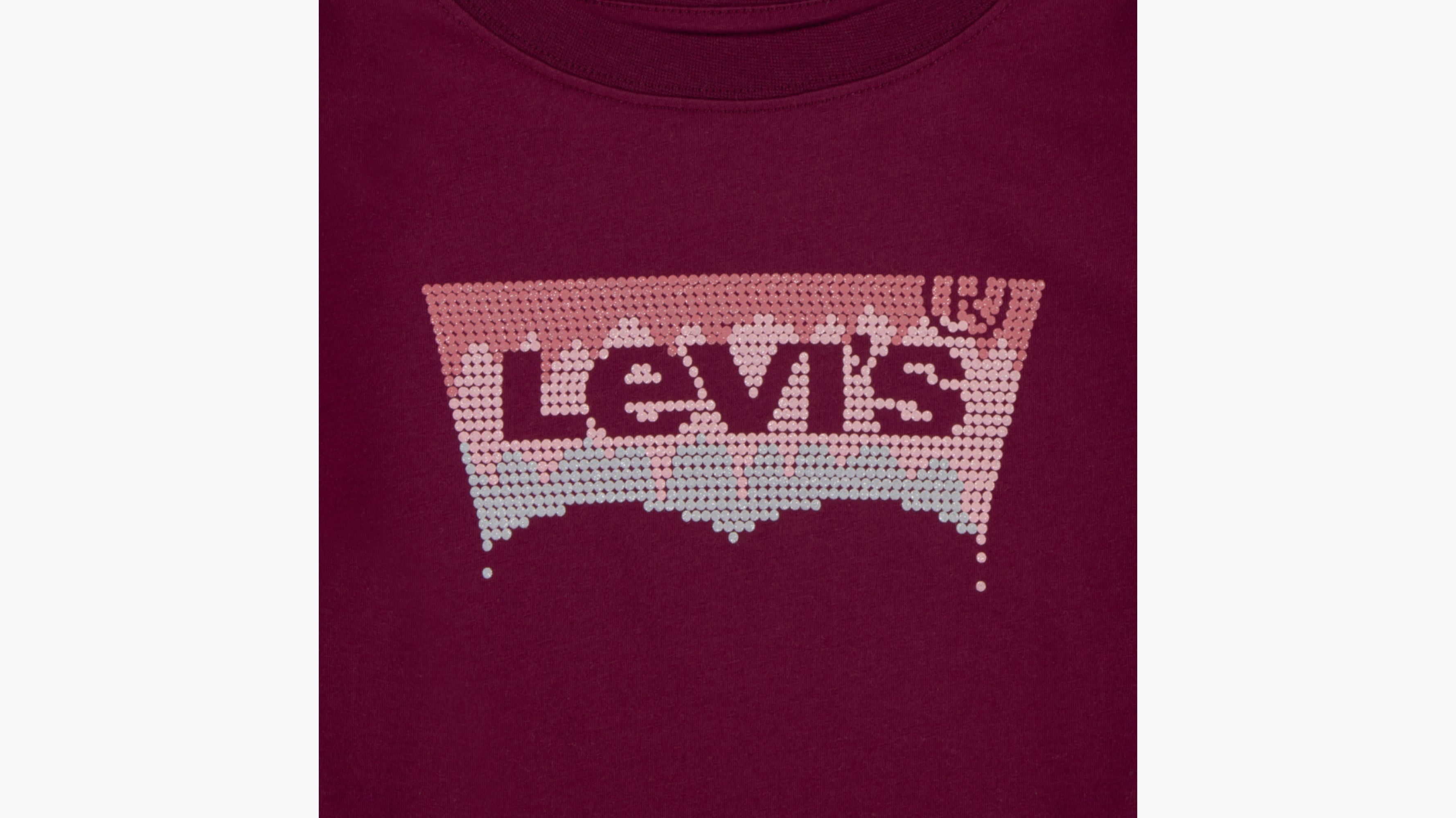 Levi's® Glitter Batwing Logo Long Sleeve T-shirt Little Girls 4-6x - Red