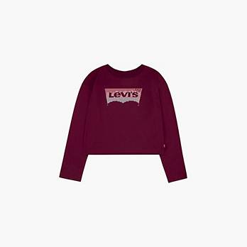 Levi's® Glitter Batwing Logo Long Sleeve T-Shirt Big Girls 7-16 4