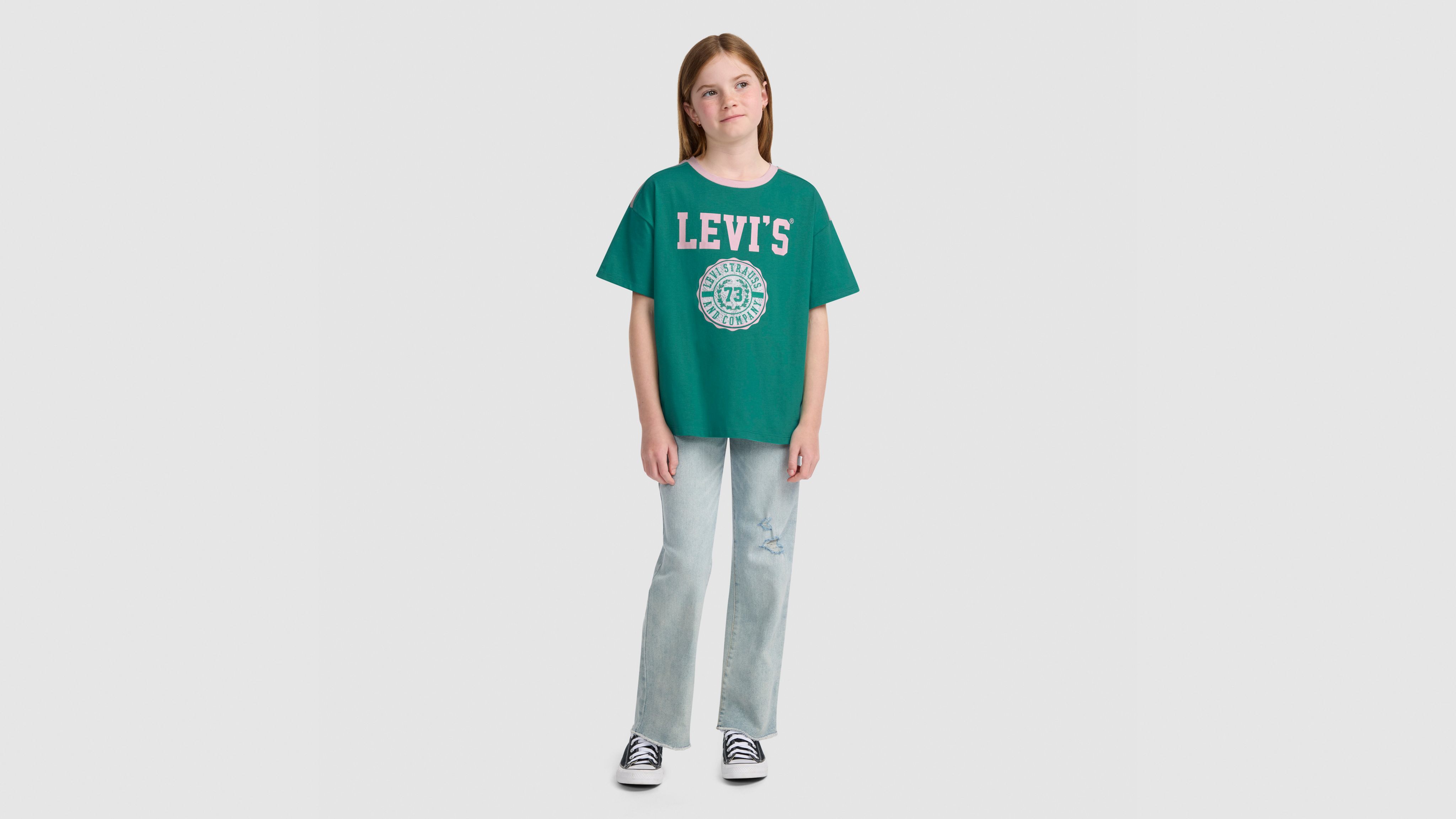 Levi's Sporty Oversized Tee Big Girls S-xl T-shirt Xl In Green