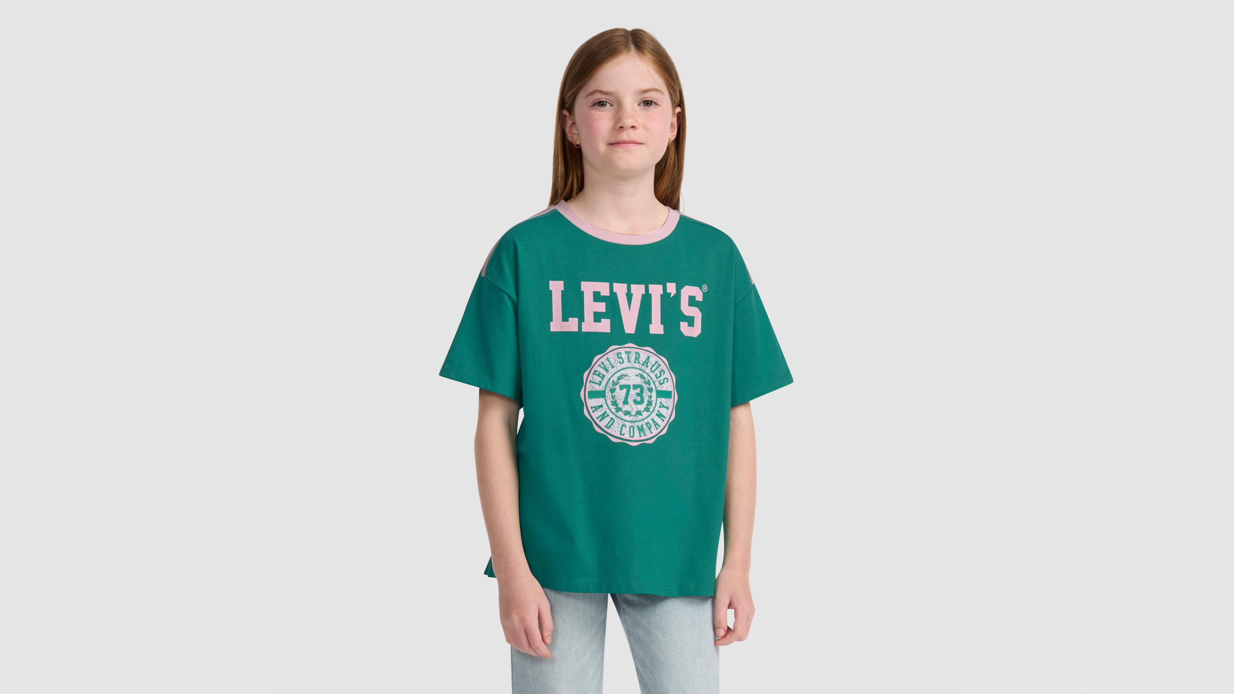 Levi's Sporty Oversized Tee Big Girls S-xl T-shirt Xl In Green
