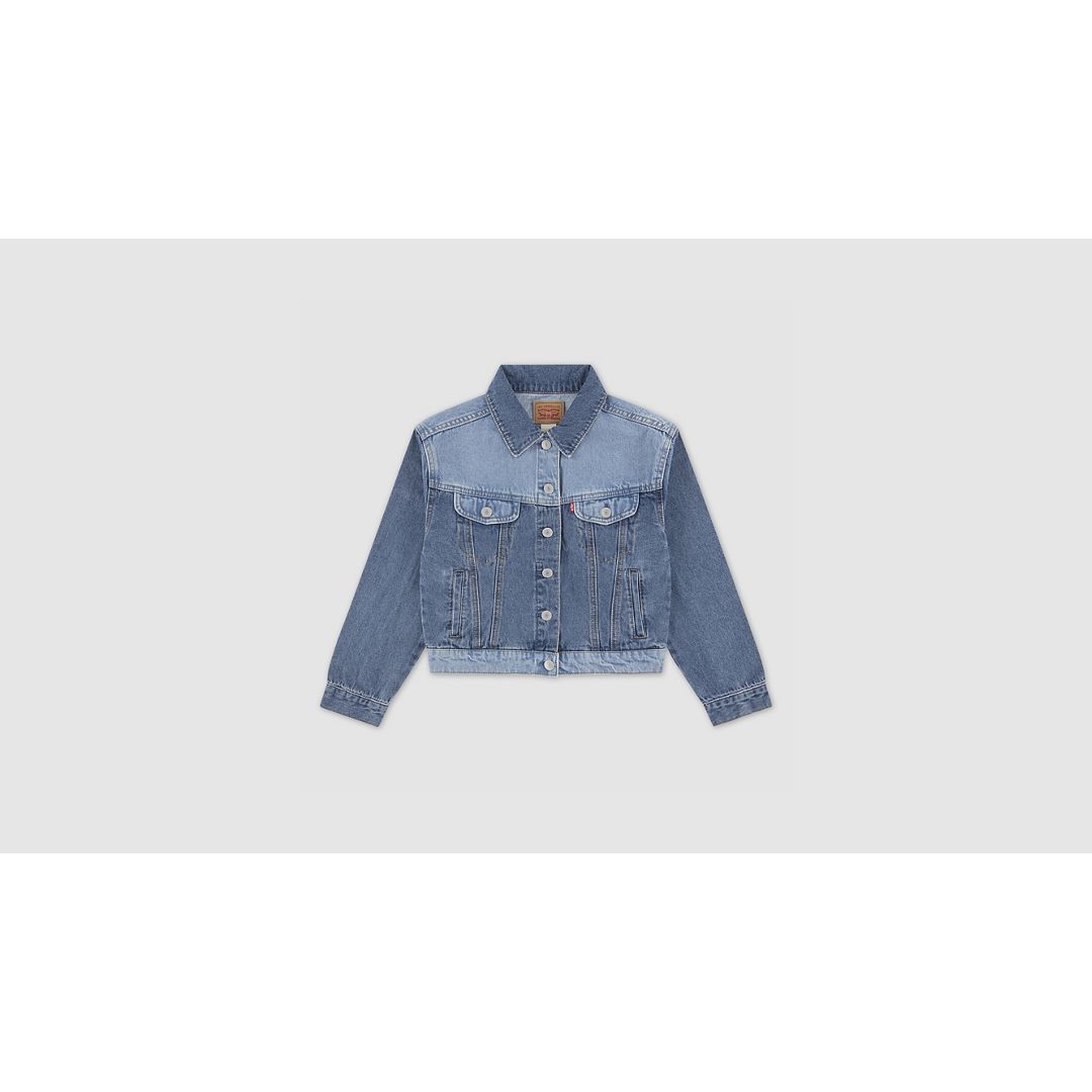 Levi's 90's Shrunked Blocked Trucker Jacket Big Girls S-xl Xl In Blue