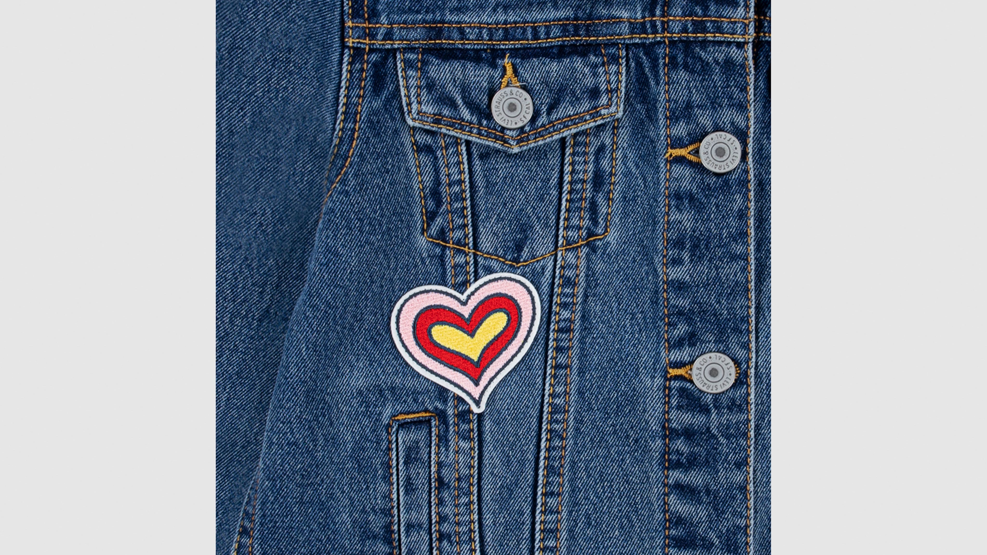 Levi's Levis Trucker Jacket With Patches Big Girls S-xl Xl In White