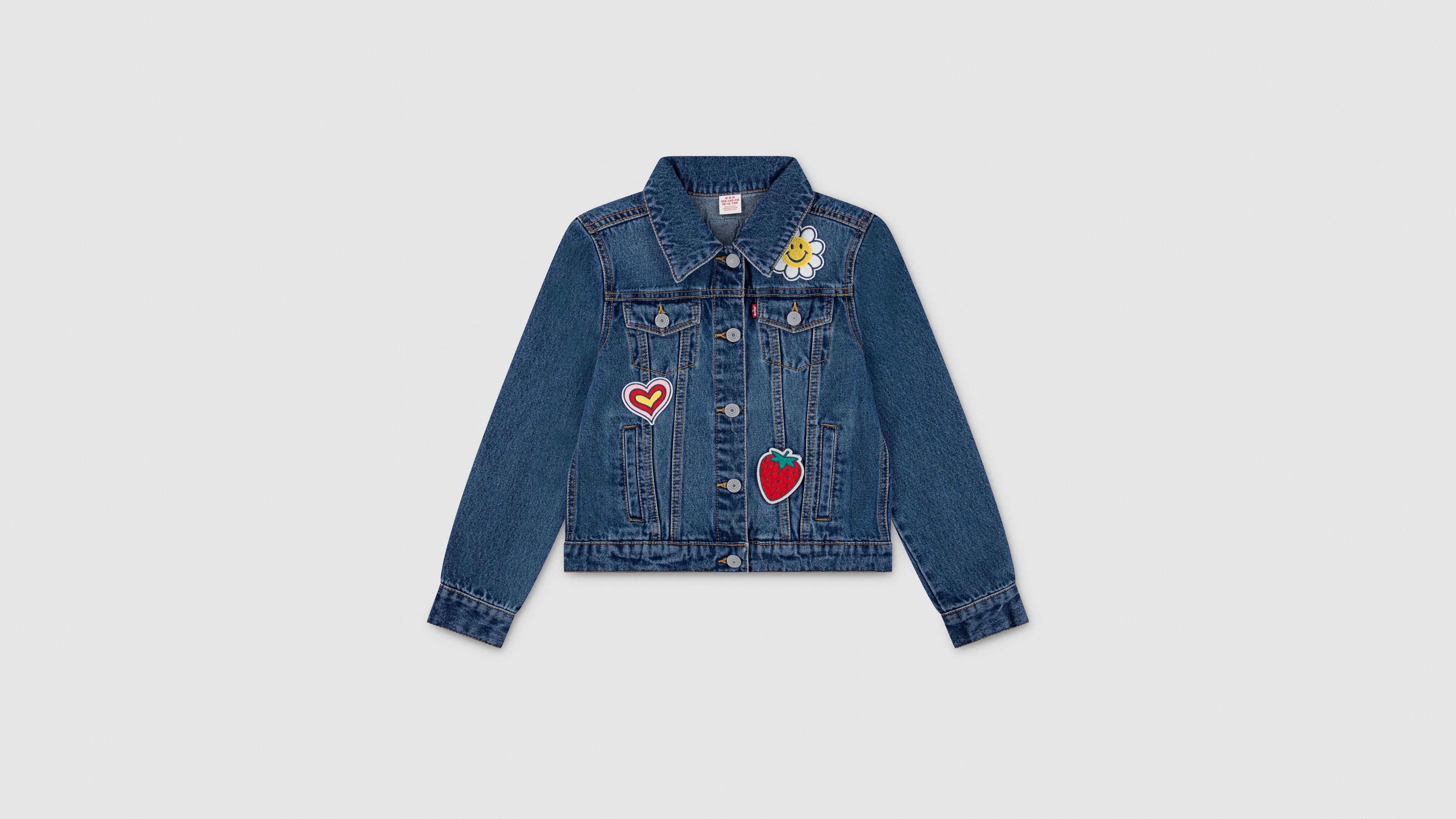 Levi's Levis Trucker Jacket With Patches Big Girls S-xl Xl In White