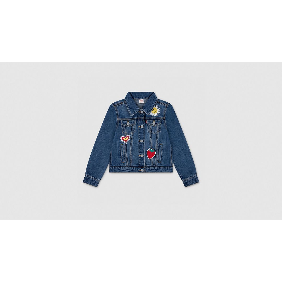 Levi's Levis Trucker Jacket With Patches Big Girls S-xl Xl In White