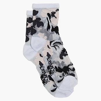 Irridescent Floral Print Short Socks 1
