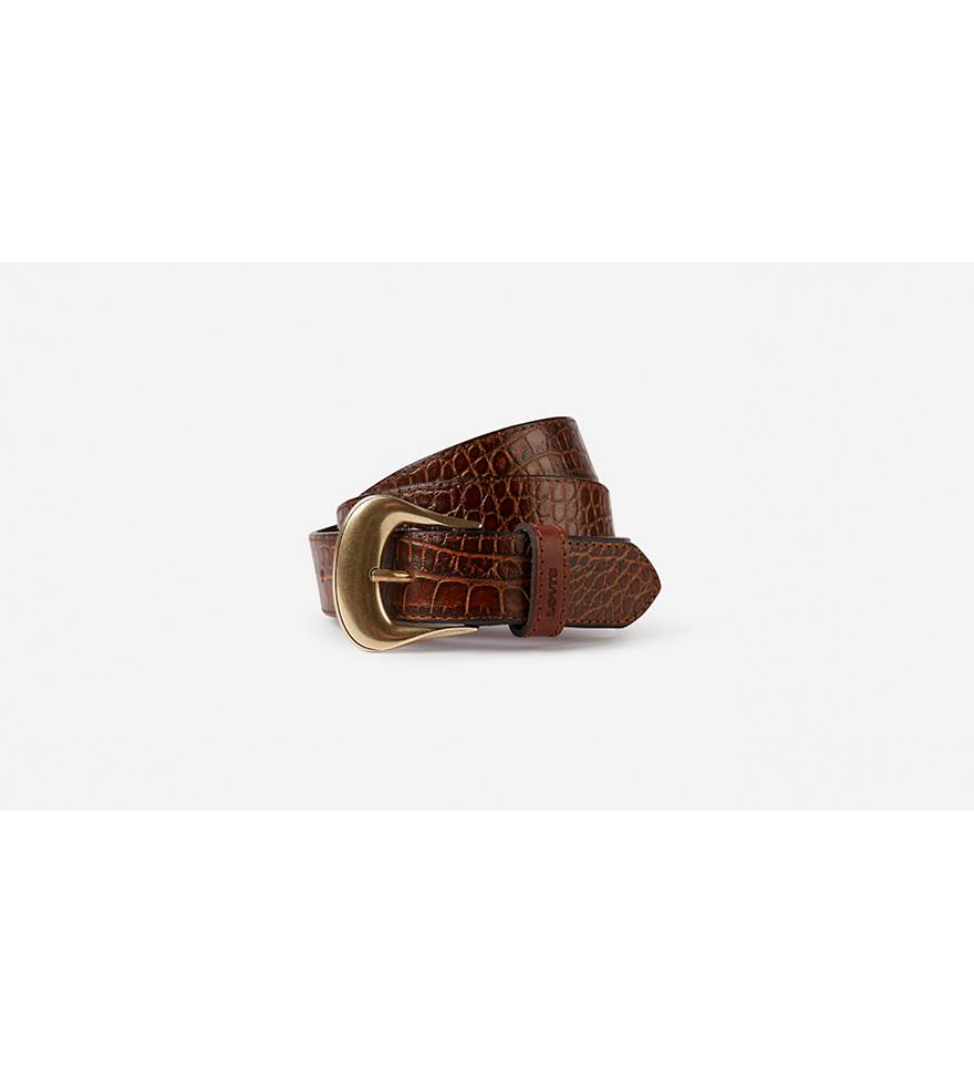 LOUIS VUITTON *RARE* Vintage Brown Leather & Crocodile Jeweled Western  Belt - 36