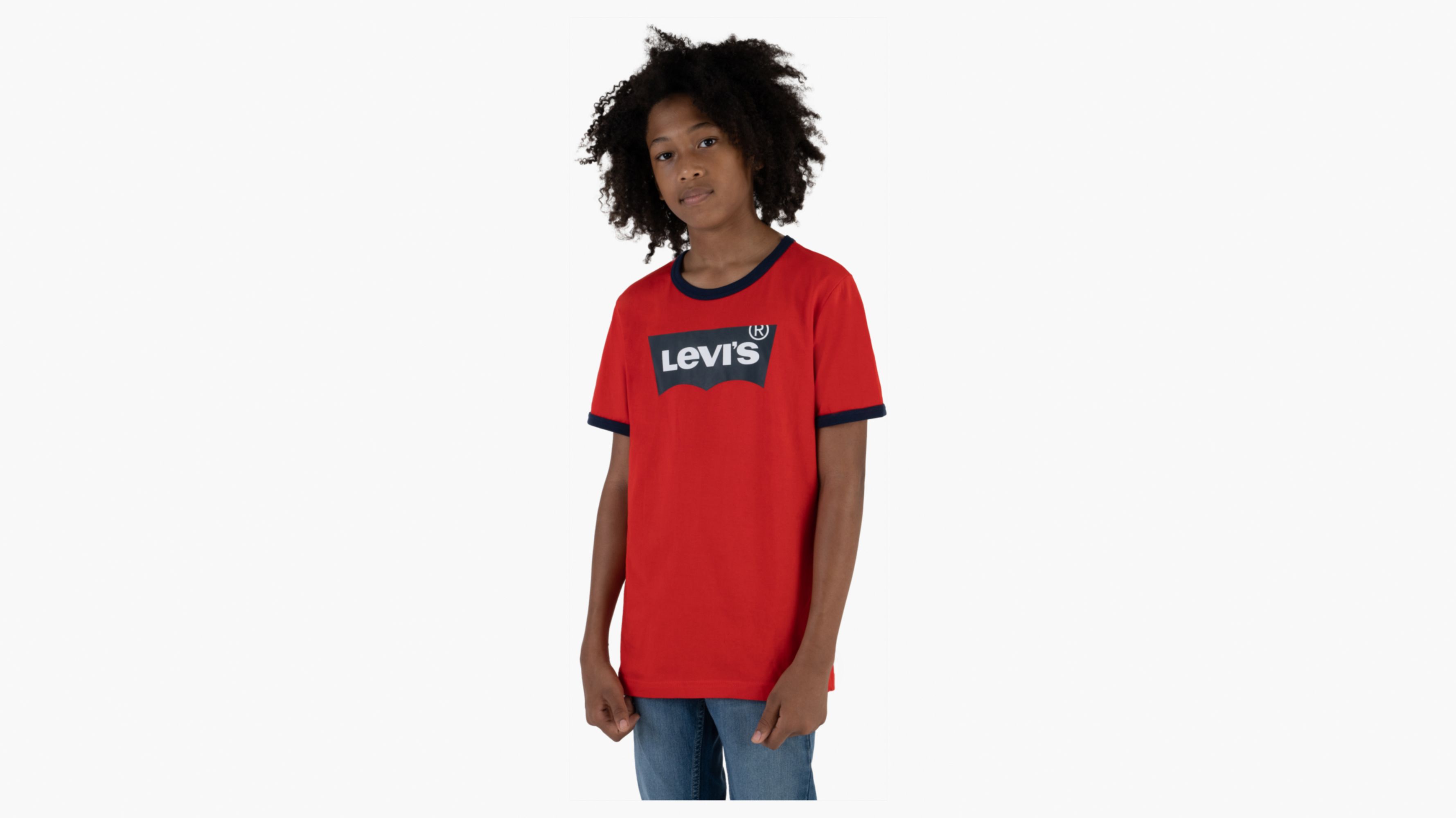 Levi's White Red Bat Wing Logo Classic Short Sleeve T-Shirt Youth