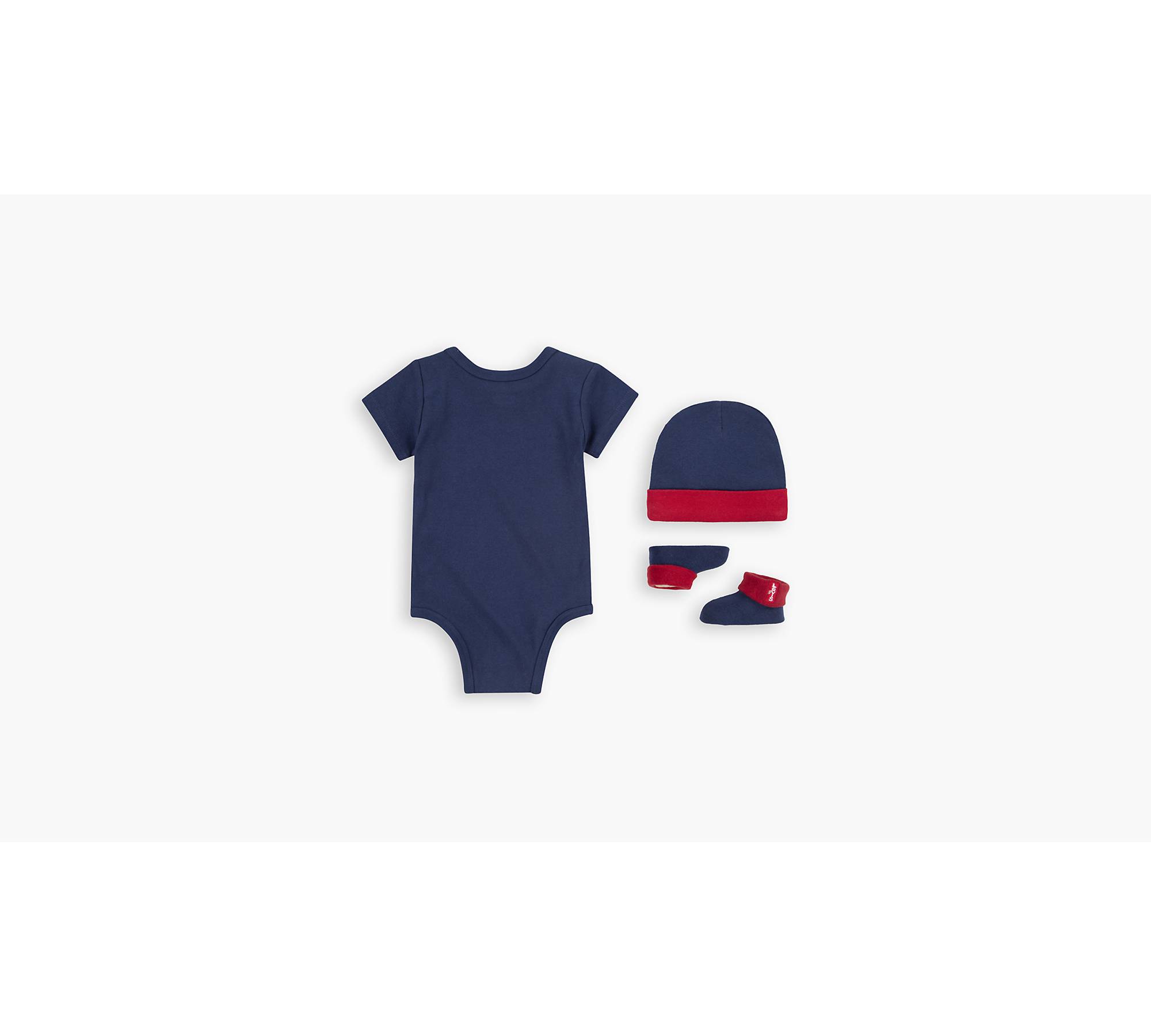 Levi's® Logo Onesie Hat Bootie Set Baby Boys 0-6m - Blue | Levi's® US