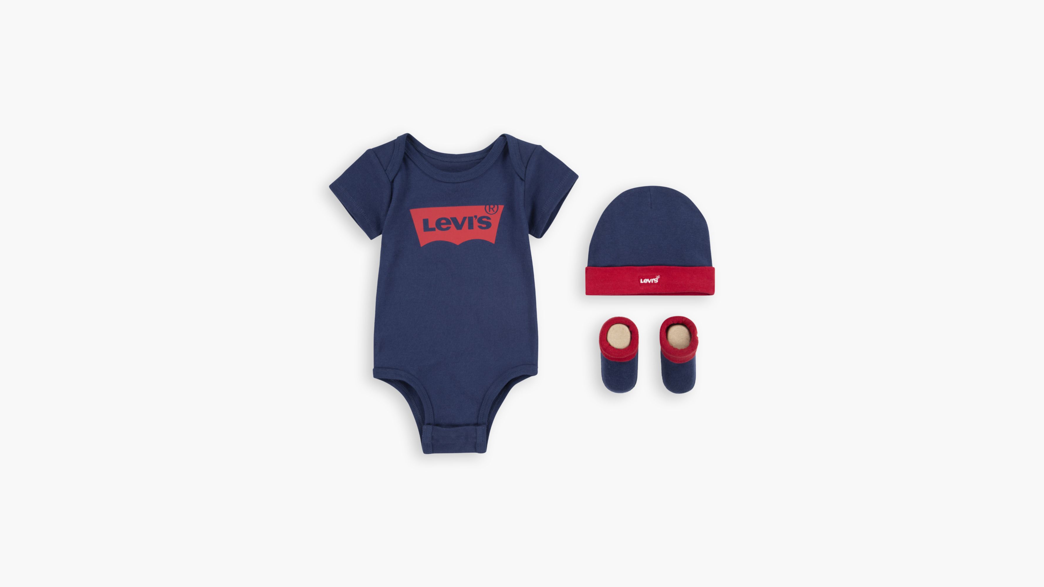 Levi s Logo Onesie Hat Bootie Set Baby Boys 0 6m Blue Levi s