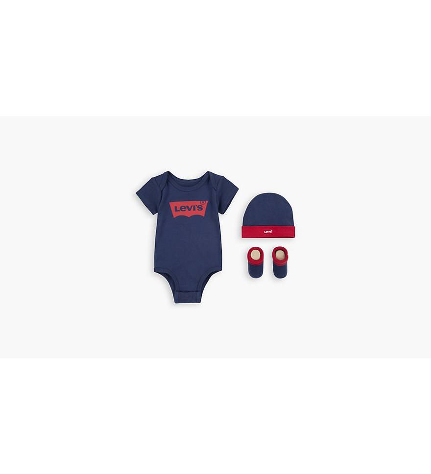 Levi's® Logo Onesie Hat Bootie Set Baby Boys 0-6m - Blue | Levi's® US