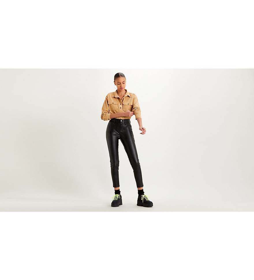 720 High Rise Faux Leather Ankle Women's Jeans - Black