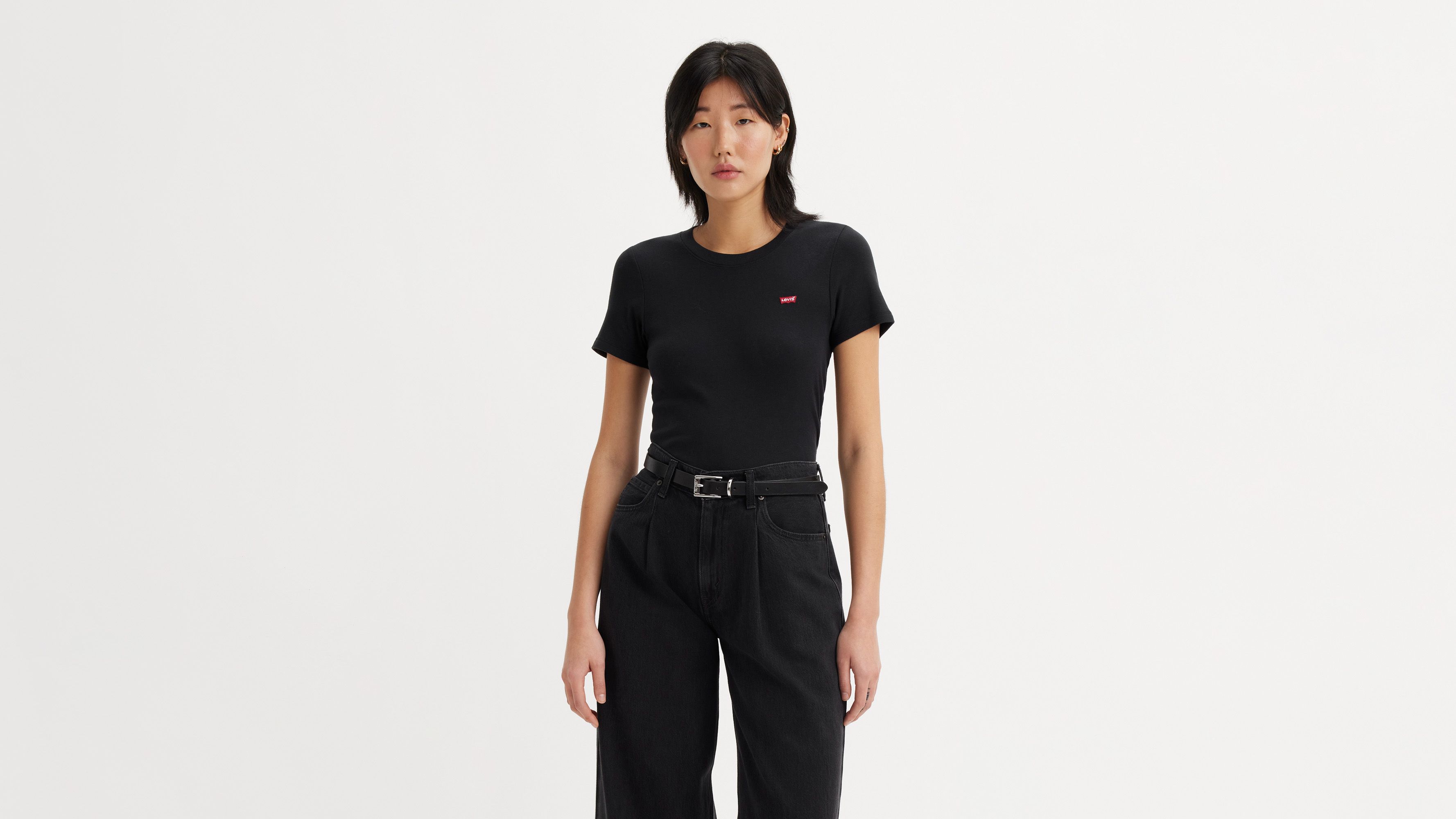 Short Sleeve Rib Baby T-shirt - Black