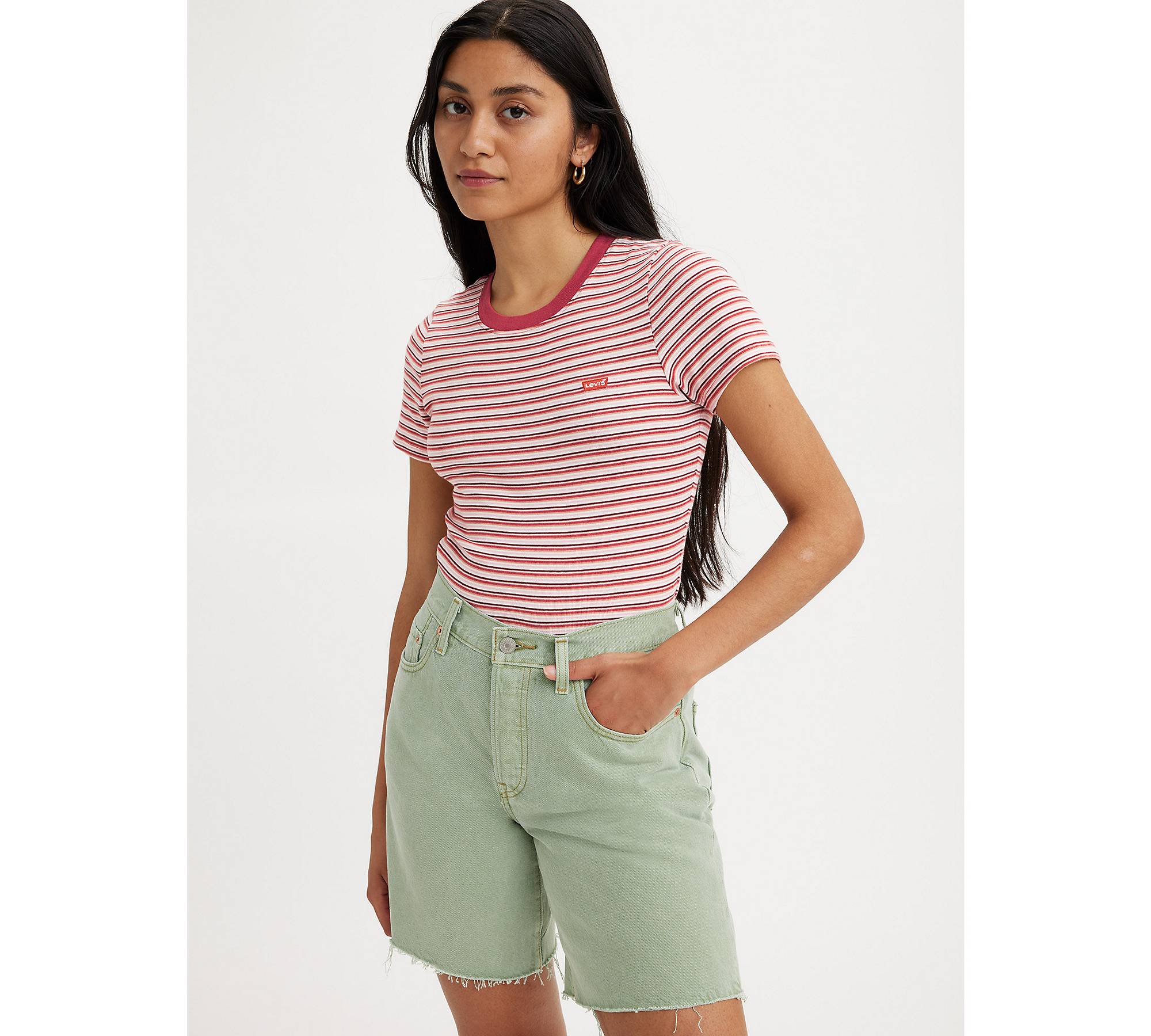 Striped Short Sleeve Rib Baby T-Shirt 1