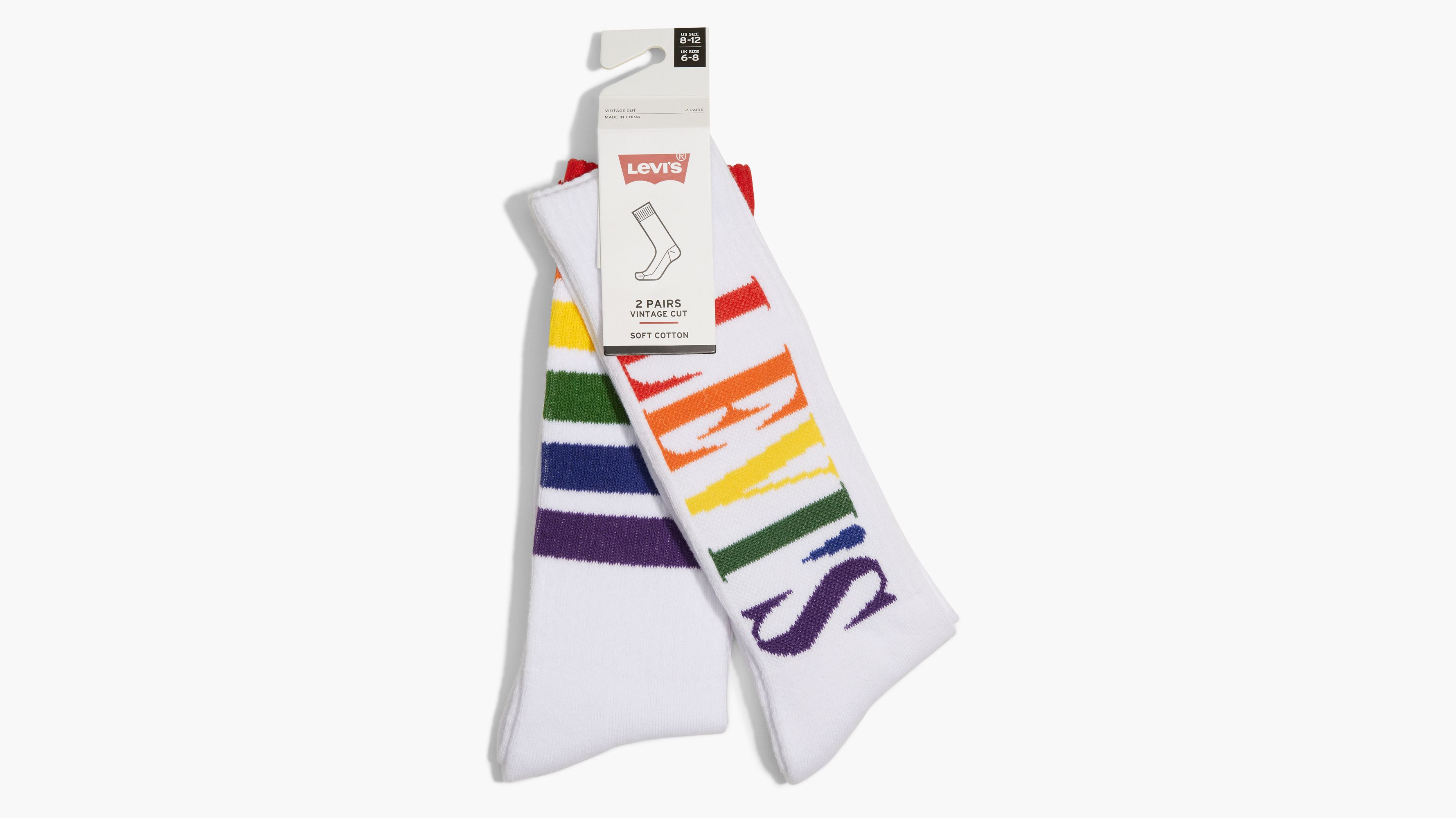 Levi's® Pride Rainbow Stripe Crew Cut Socks (2 Pack) - Multi-color | Levi's®  US