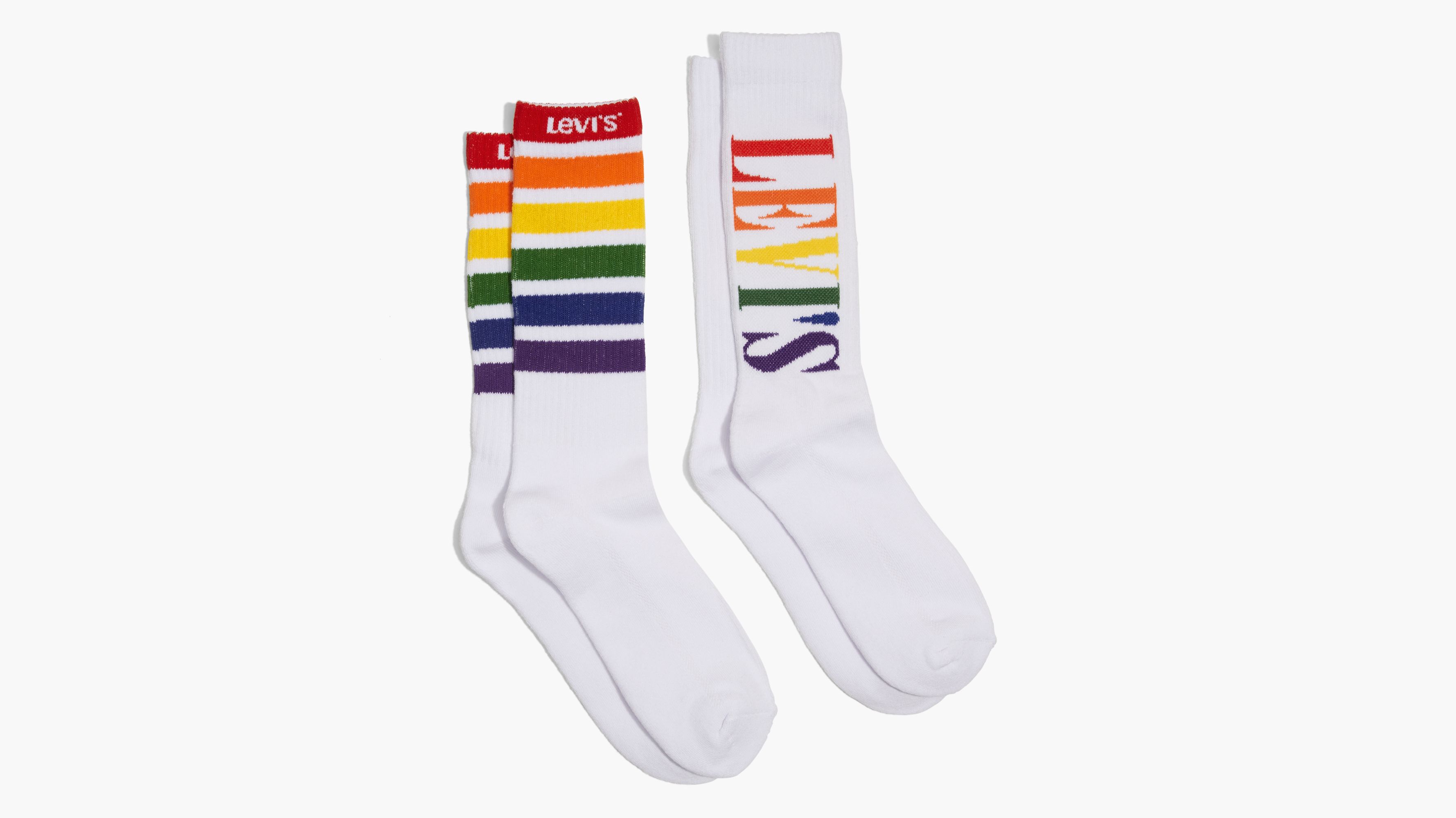 Pride Rainbow Stripe Crew Cut Socks (2 