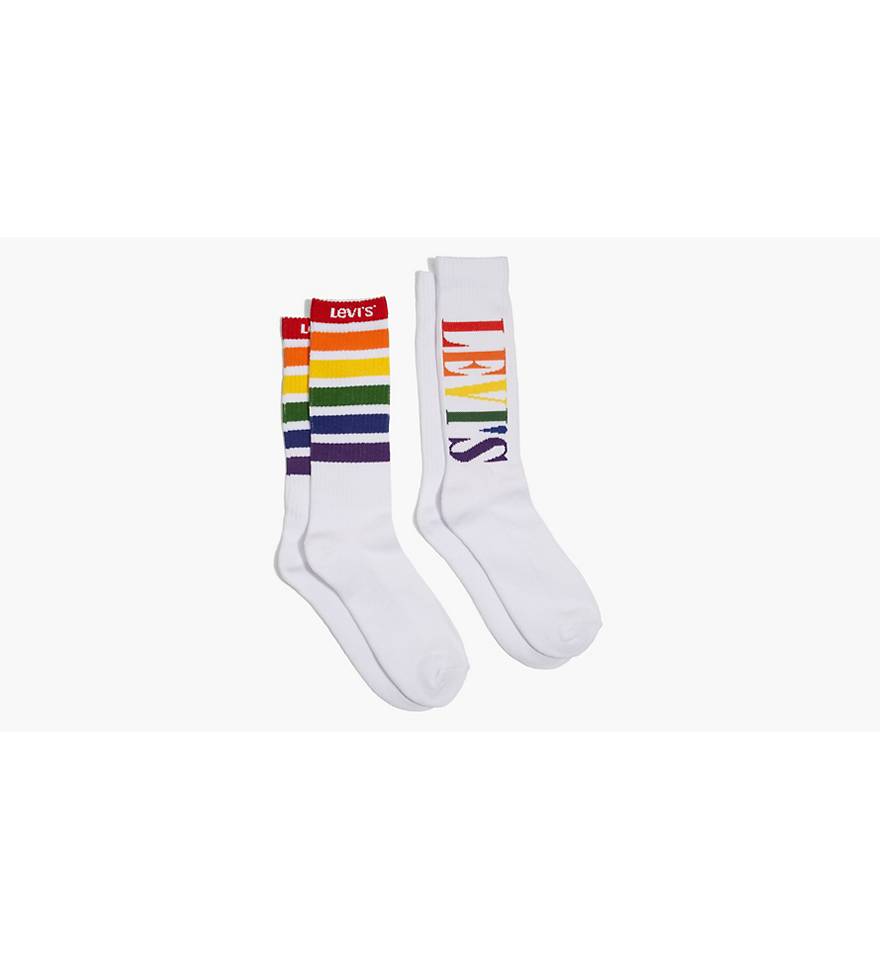 Pair of Men's Rainbow Stripe Crew Socks-undefined