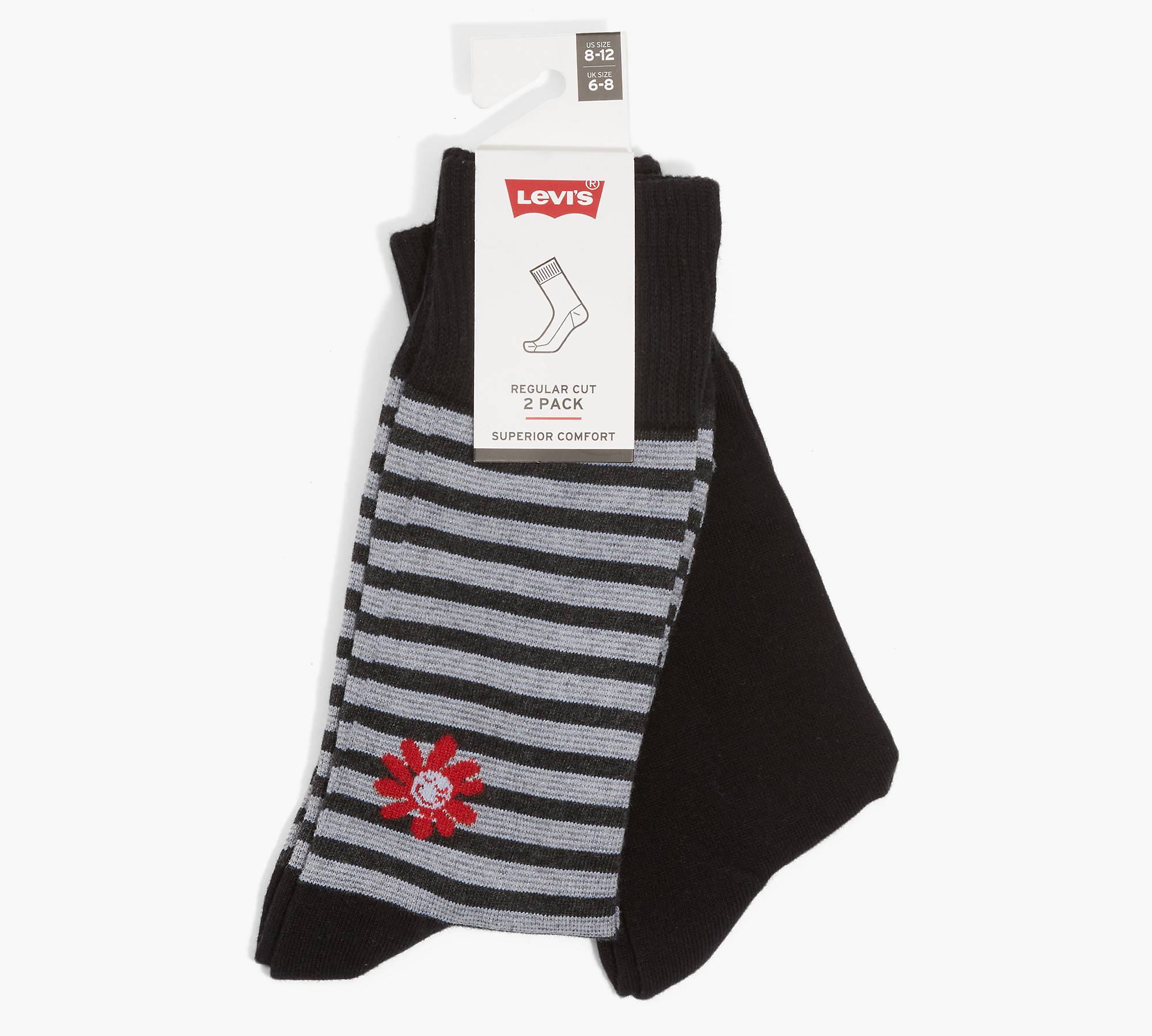 Regular Cut Stripe Floral Socks (2 Pack) - Black | Levi's® US