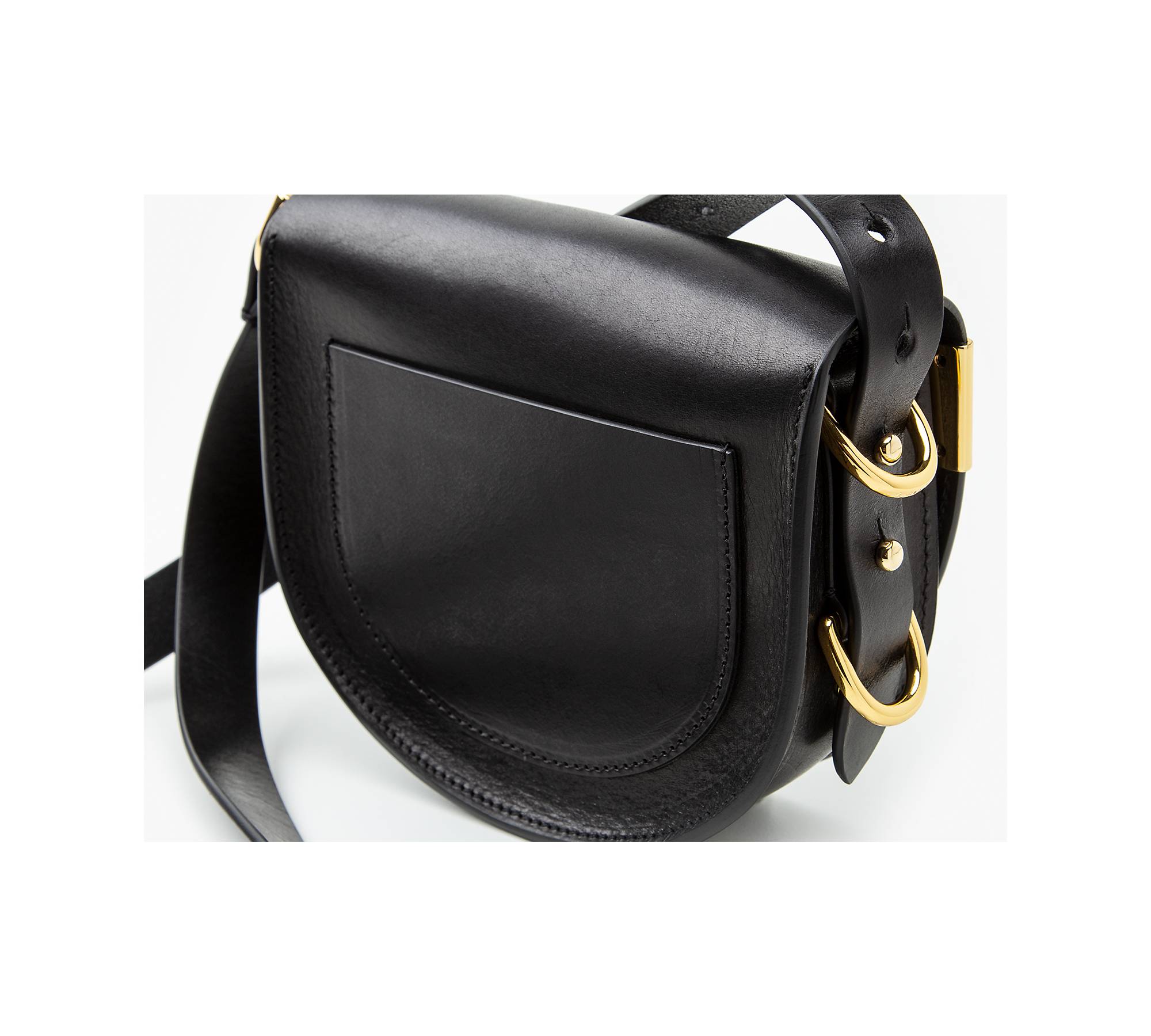 Black Leather Saddle Bag Mini Black Crossbody Bags for Women 