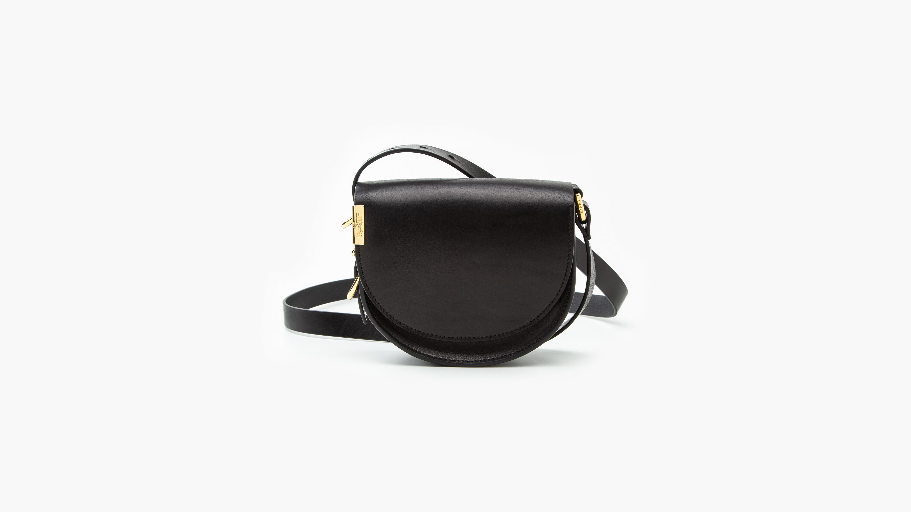 Small Saddle Crossbody Bag - Black 