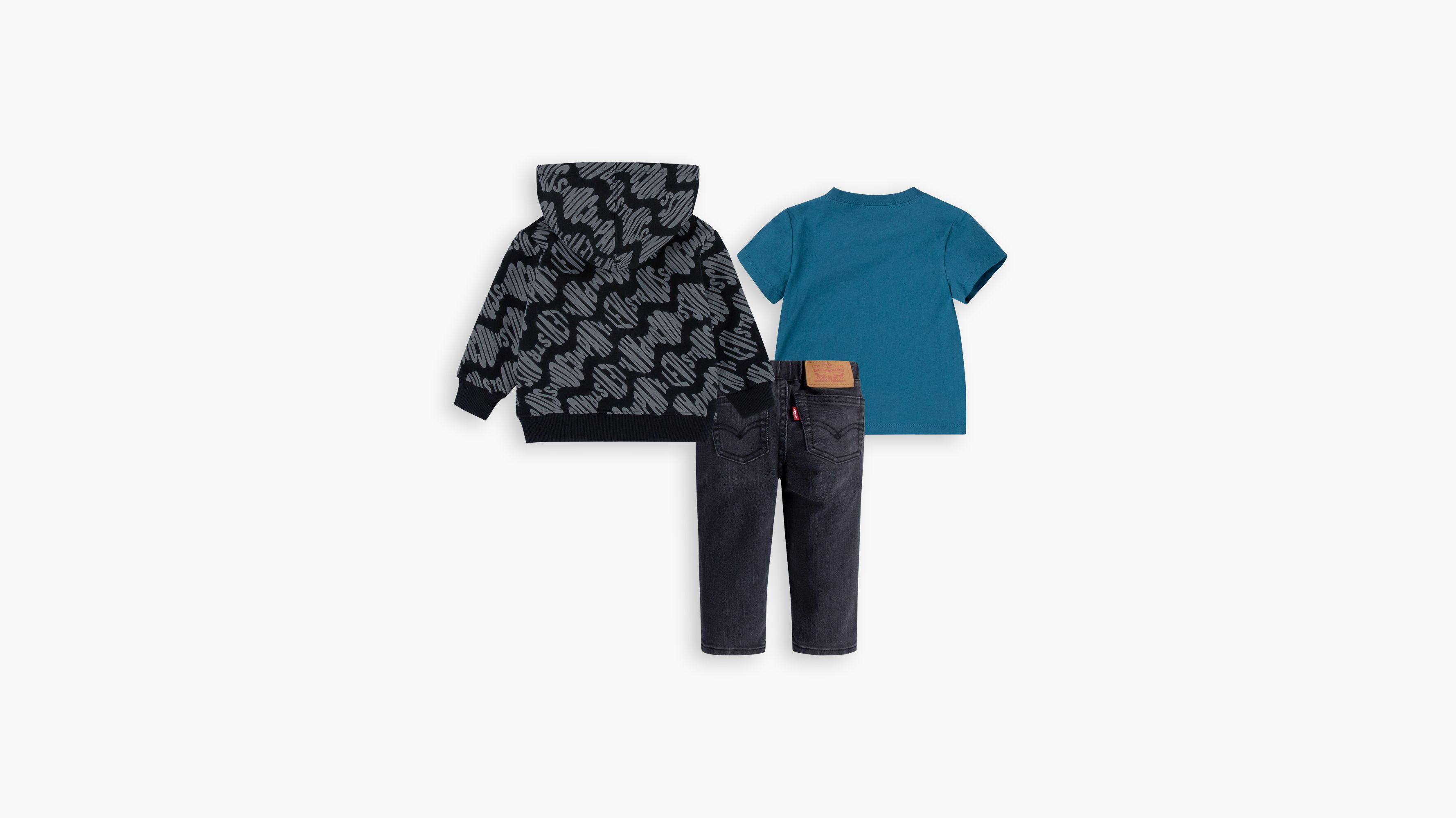 Baby Boys T-Shirt, Zip Hoodie and Jeans Set 12-24M 2