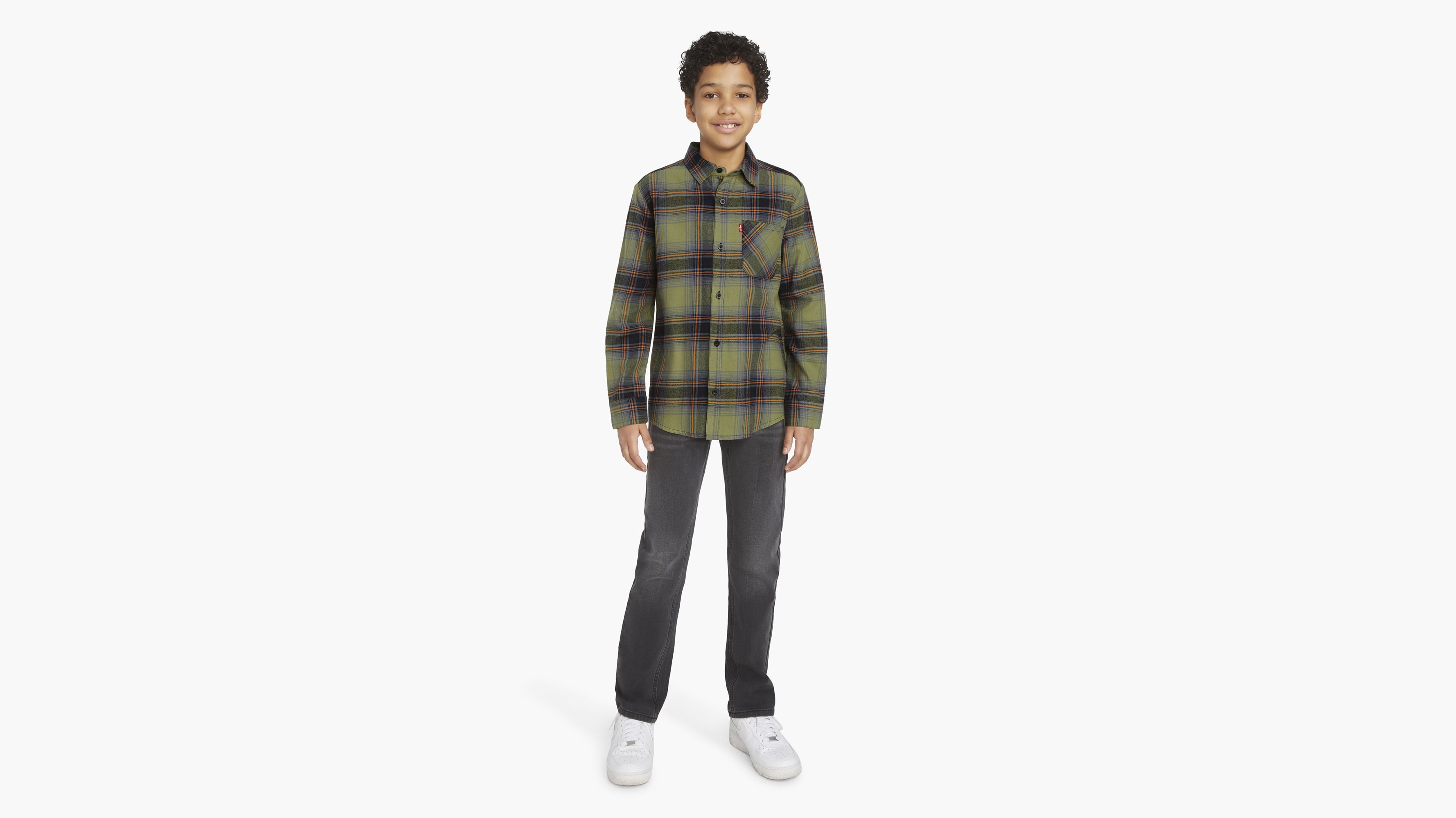 Long Sleeve Flannel Shirt Big Boys S-XL 1