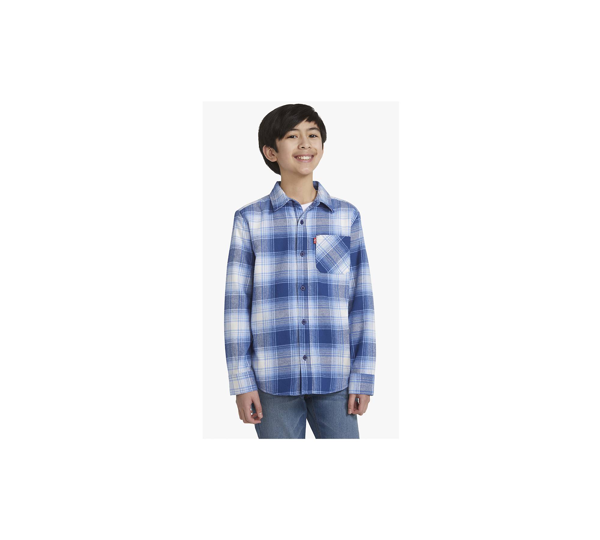 Long Sleeve Flannel Shirt Big Boys S-XL 1