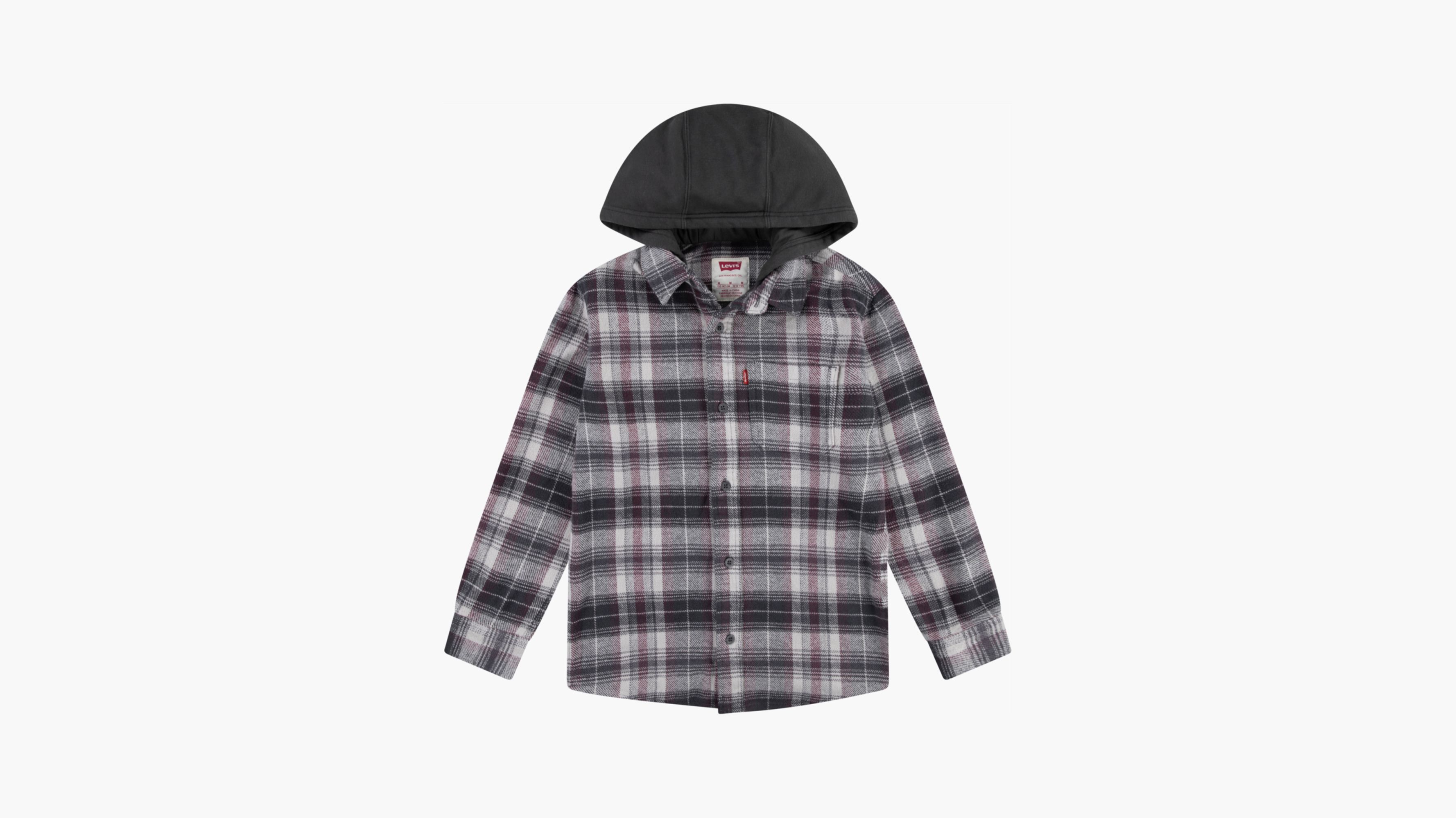 Hooded Flannel Shirt Big Boys S-XL 2